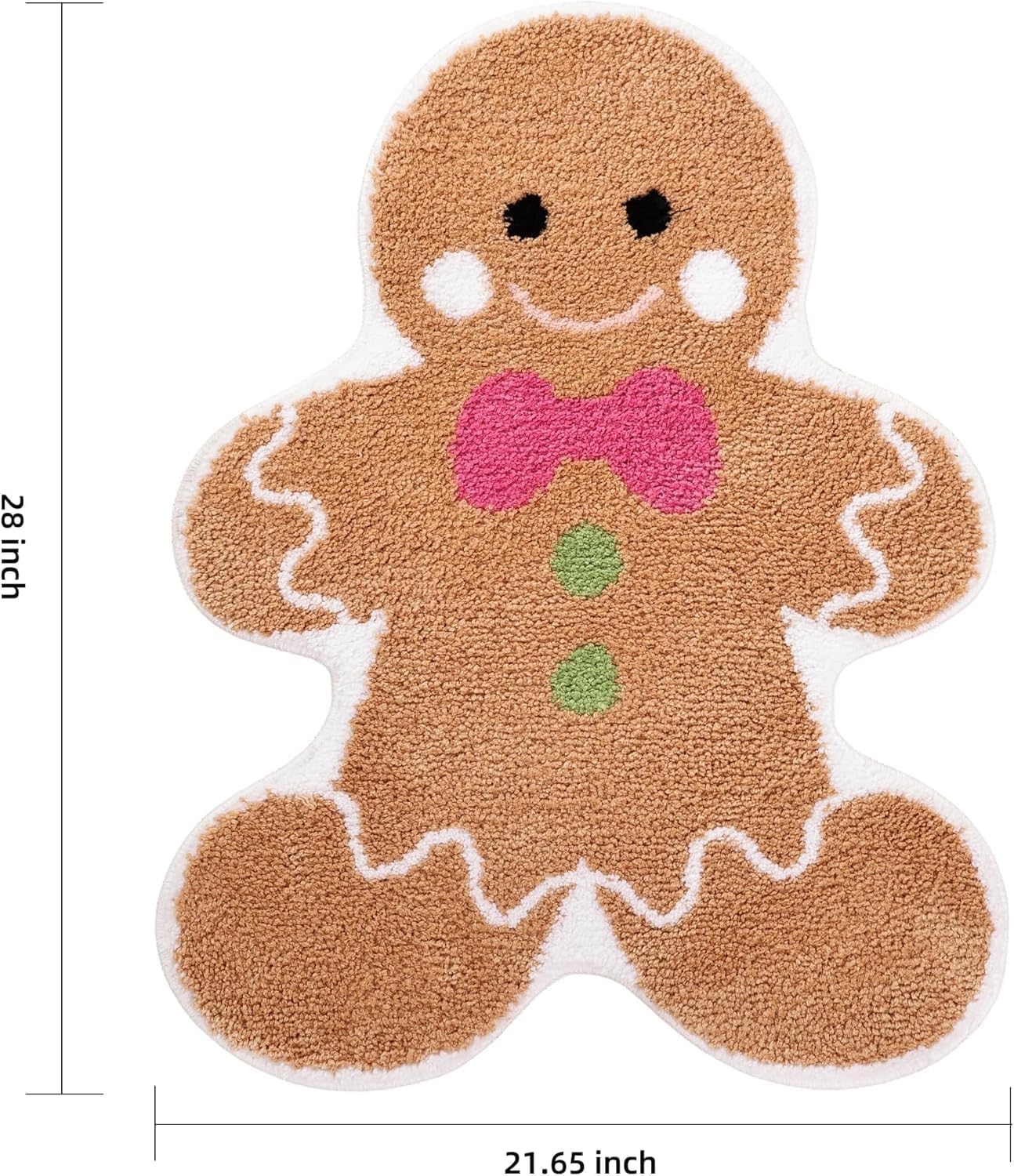 Cute Gingerbread Bath Mat for Bathroom Soft Water Absorbing Bath Rug with Non Slip Backing Fun Washable Bathroom Rug for Christmas Decor