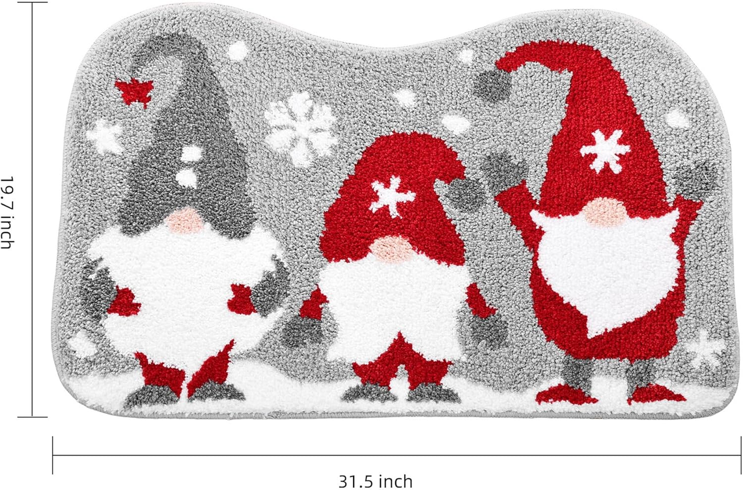 Bathroom Rugs Grey Christmas Rug with Tomte Cute Bath Mat Xmas Washable Kitchen Rugs for Living Room and Bedroom Non Slip