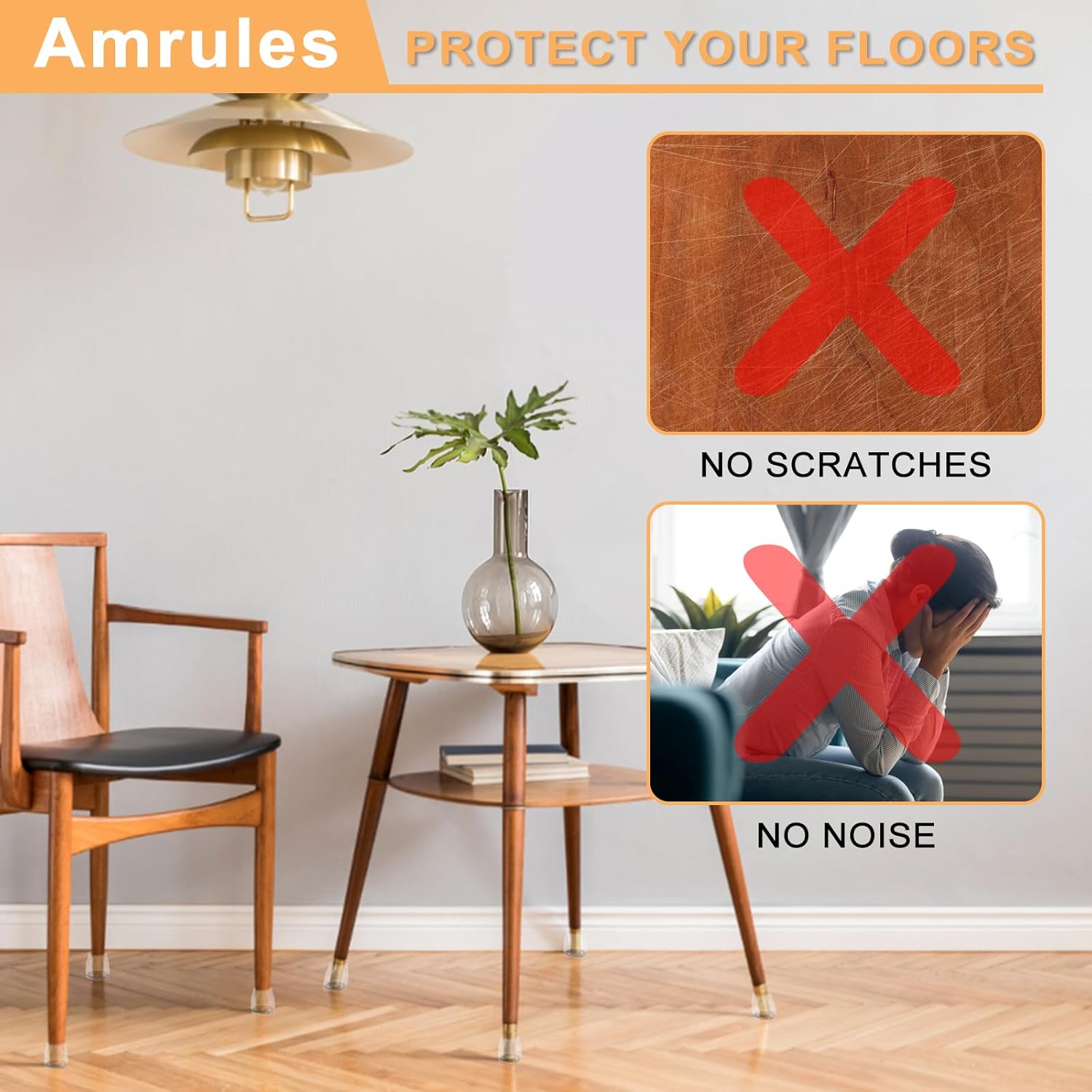 36Pcs Round Chair Leg Floor Protectors, Silicone Chair Feet Caps to Protect Tile Floors, Felt Pads Furniture Leg Caps Covers from Scratches and Noise Clear, Small Fit: 0.9"-1.29"