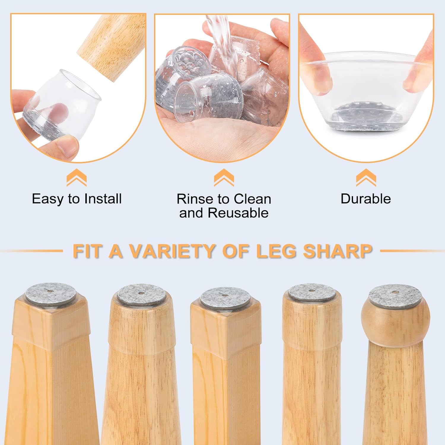 36Pcs Round Chair Leg Floor Protectors, Silicone Chair Feet Caps to Protect Tile Floors, Felt Pads Furniture Leg Caps Covers from Scratches and Noise Clear, Small Fit: 0.9"-1.29"