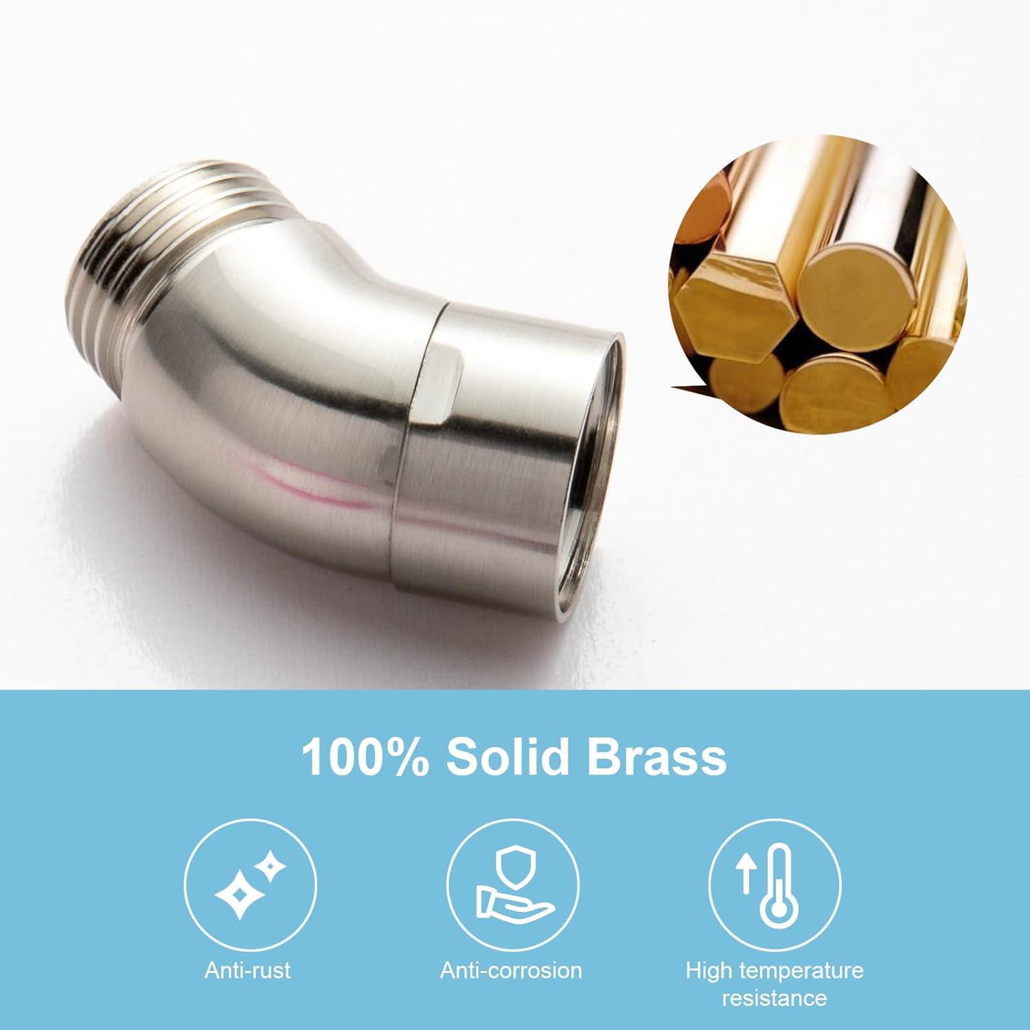 Shower Head Elbow Adapter, Brushed Nickel All Metal Handheld Shower Head Elbow Adapter Shower Arm Angle Adapter 135 Degrees