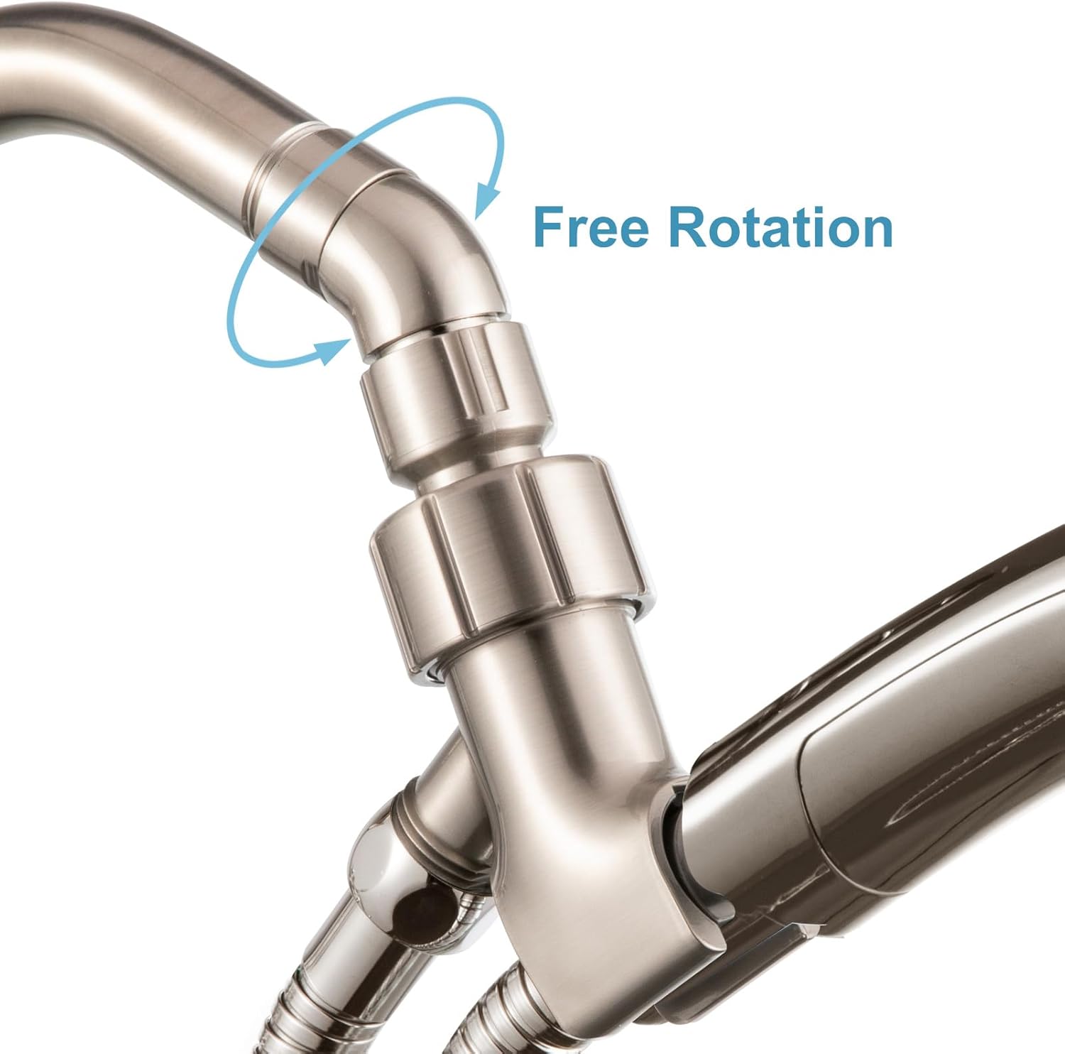 Shower Head Elbow Adapter, Brushed Nickel All Metal Handheld Shower Head Elbow Adapter Shower Arm Angle Adapter 135 Degrees