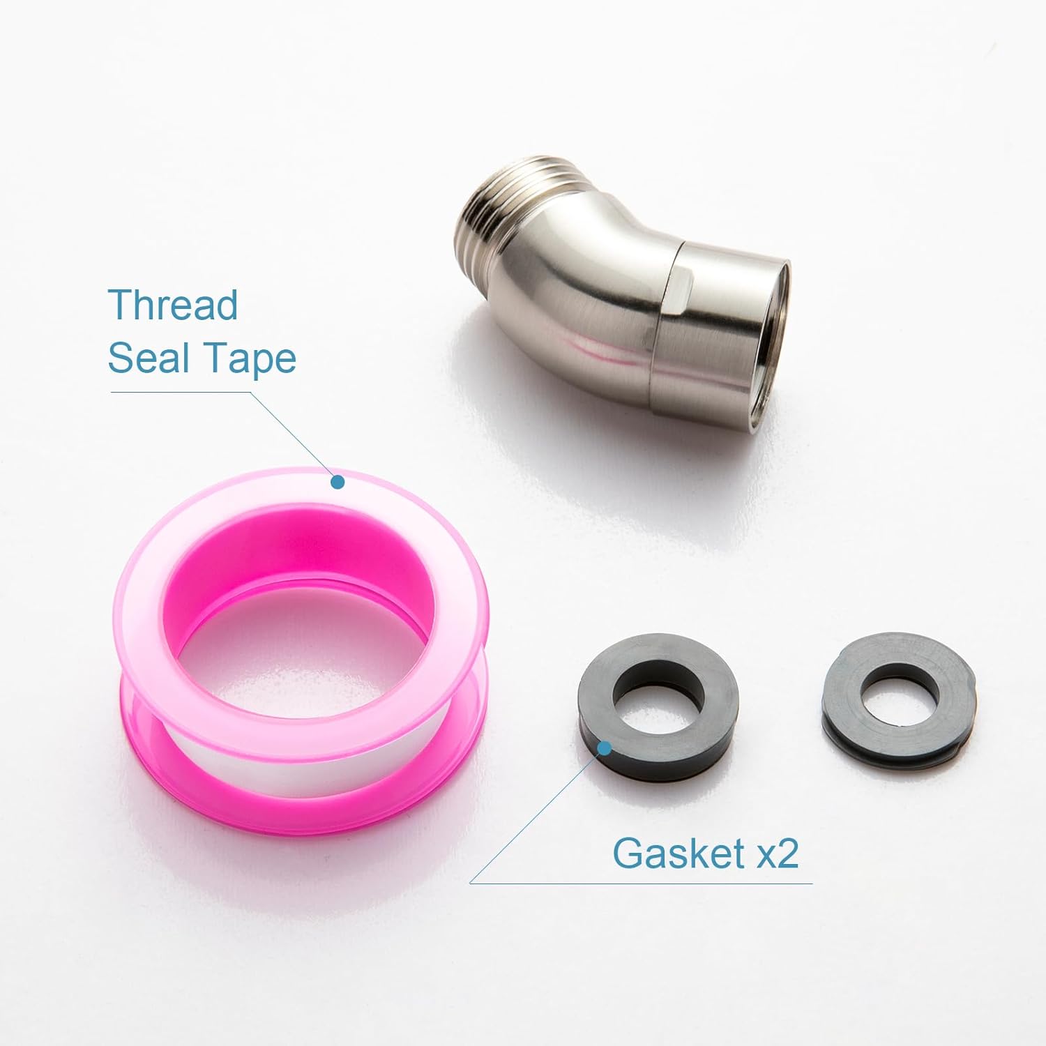 Shower Head Elbow Adapter, Brushed Nickel All Metal Handheld Shower Head Elbow Adapter Shower Arm Angle Adapter 135 Degrees