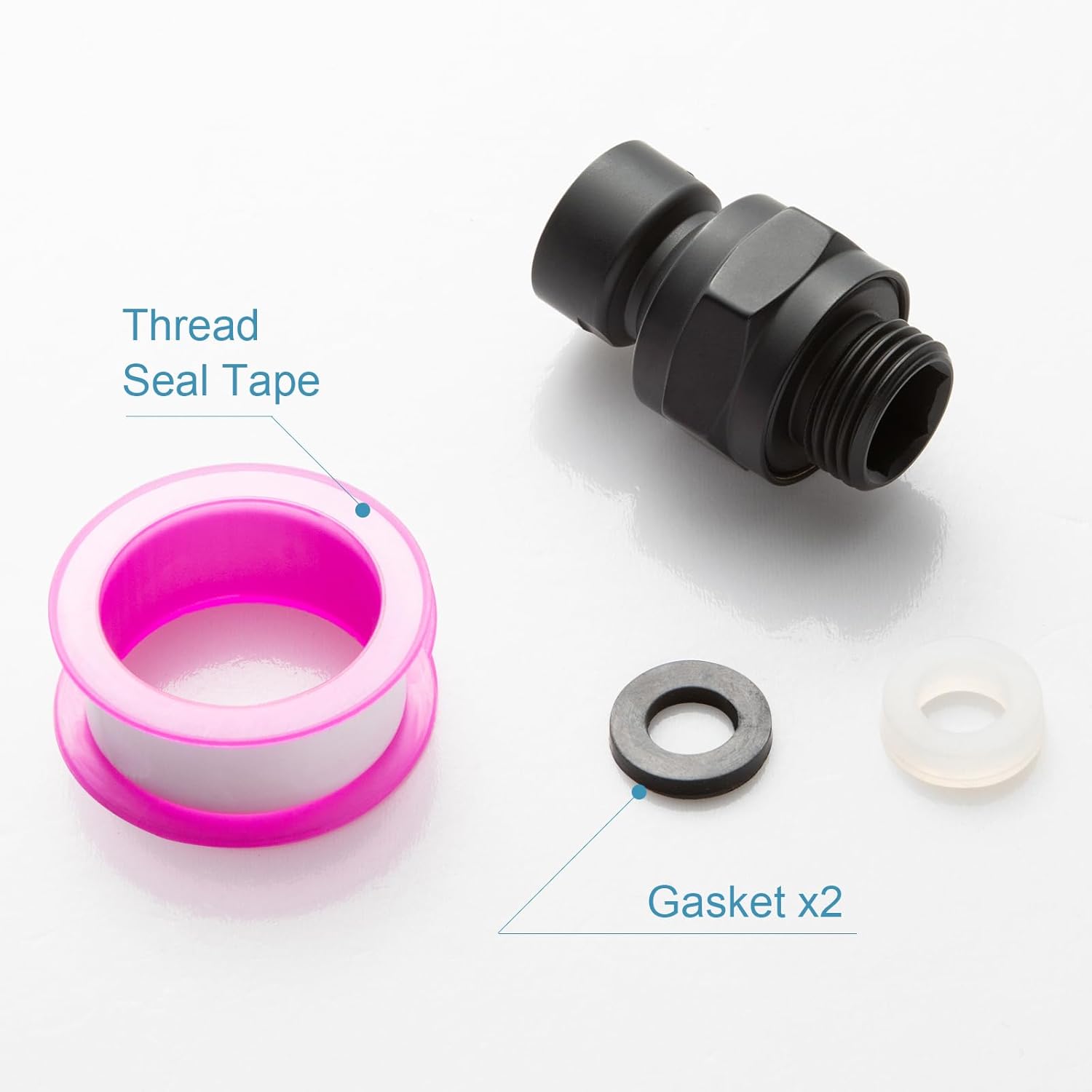 Shower Head Swivel Ball Adapter, All Metal Adjustable Shower Arm Extension Connector Universal Showering Component Solid Brass, Matte Black