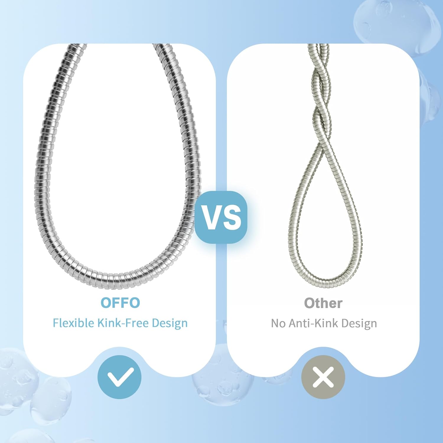 Shower Hose, 120 in Kink Free Stainless Steel Extra Long Shower Hose Replacement, Flexible Handheld Shower Head Hose Extension for Pet Bathing Cleaning, Nickel Gray