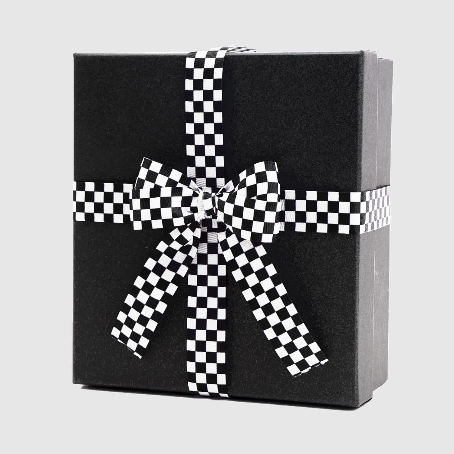 Black and White Checkered Ribbon - Racing Car Theme Black Grosgrain Buffalo Plaid Ribbon for Gift Wrapping, 1 in x 10 Yds White Gingham Ribbons for Crafts, Wreath, and Racing Cakes Decor