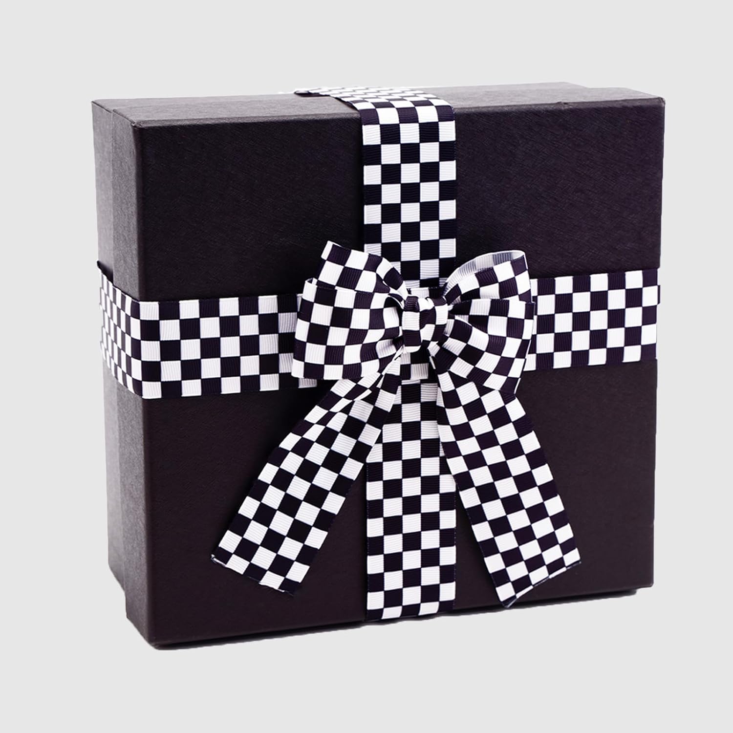 Black and White Checkered Ribbon - Racing Car Theme Black Grosgrain Buffalo Plaid Ribbon for Gift Wrapping, 1.5 in x 10 Yds White Gingham Ribbons for Crafts, Wreath, and Racing Cakes Decor