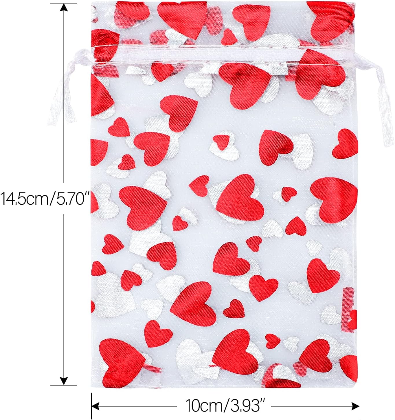 100 Pcs Red Organza Favor Gift Bags,4x6inch Valentine's Day Drawstring Gift Bags,Jewelry Gift Pouches Mesh Party Favor Bags