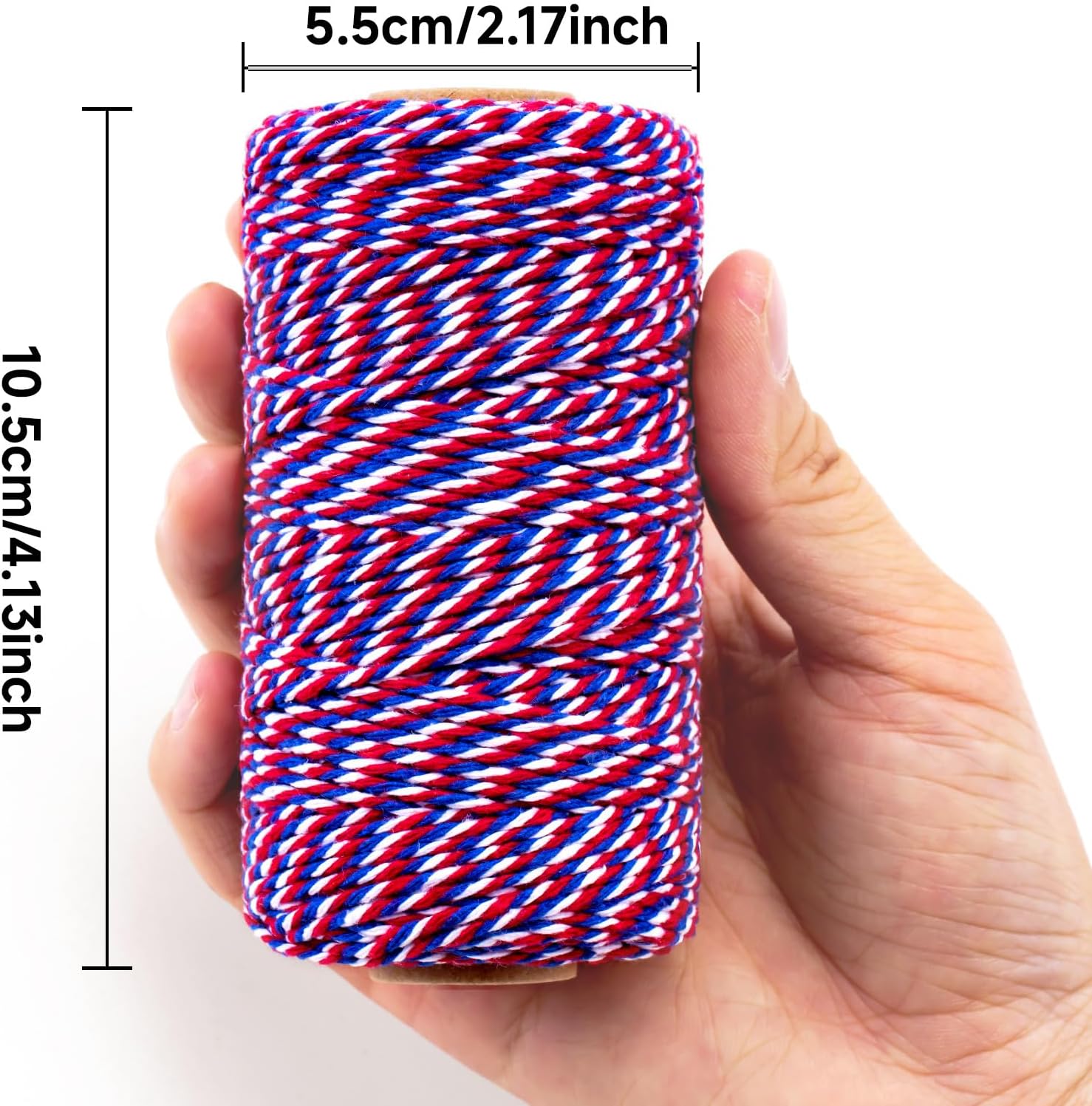 Cotton Twine Red White and Blue Twine String 2mm Thick 328 Feet Bakers Cotton String for Patriotic Day Gift Wrapping DIY Crafts and Floral Bouquet