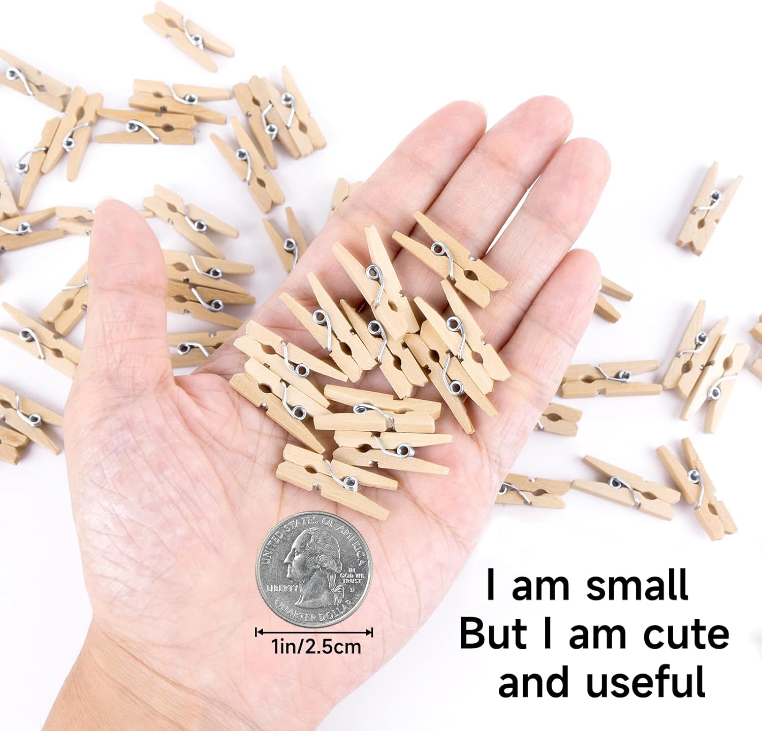 Mini Clothespins for Photo - 200 Pcs 1 Inch Small Natural Wooden Clothes Pins for Crafts with 33 FT Jute Twine Mini Photo Clips for Photos Display Cocktail Decoration