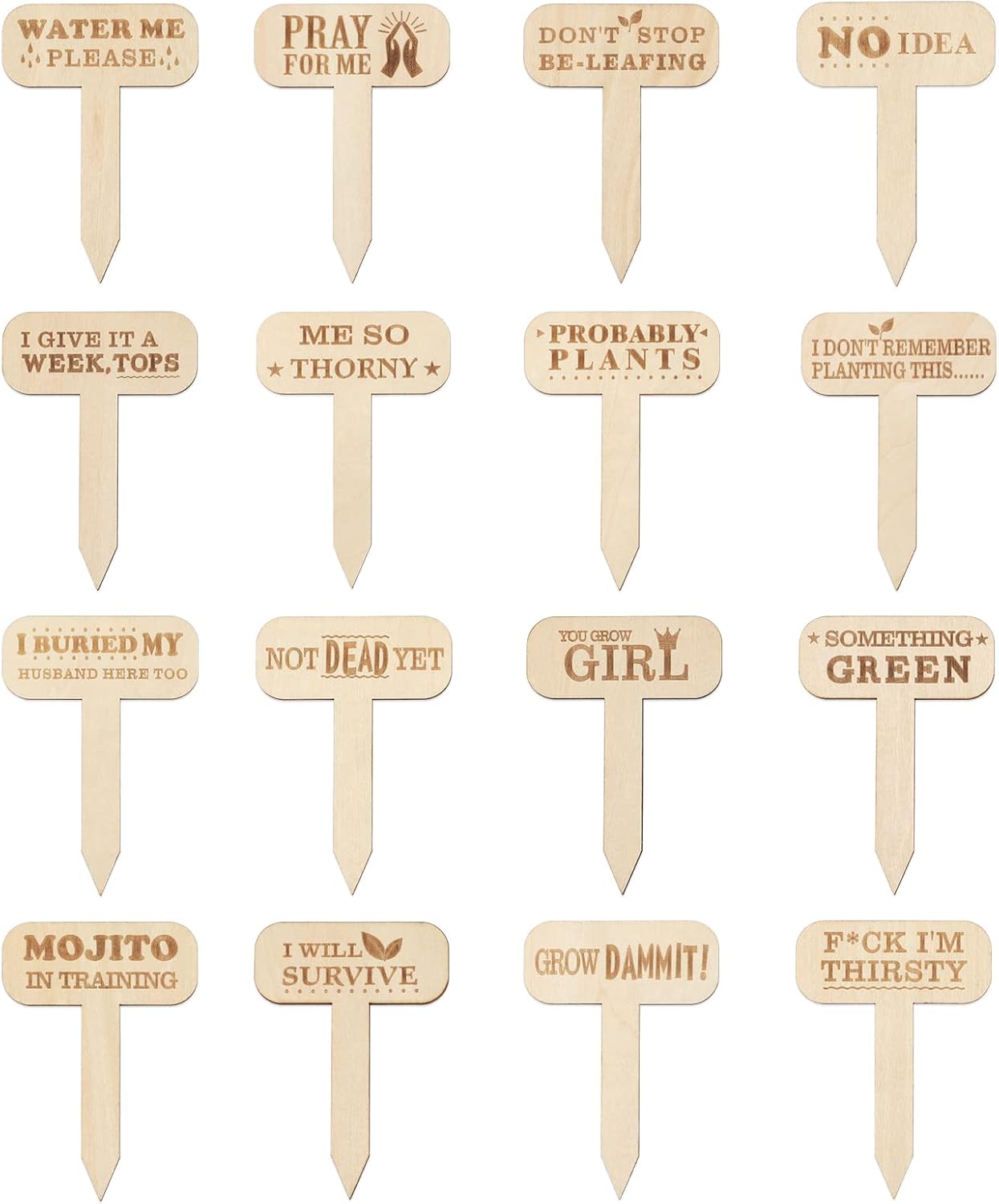 Funny Plant Markers, 16Pcs Garden Labels, Gardening Gifts for Gardeners,Women,Funny Plant Labels for Pots