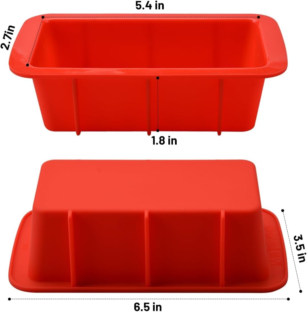Silicone Mini Bread Loaf Pans for Baking, Small Loaf Pan Set of 4, 2.7x5.4 Inch Nonstick Bread Silicone Molds for Toast, Brownie, Loaf, Cake, Soaps