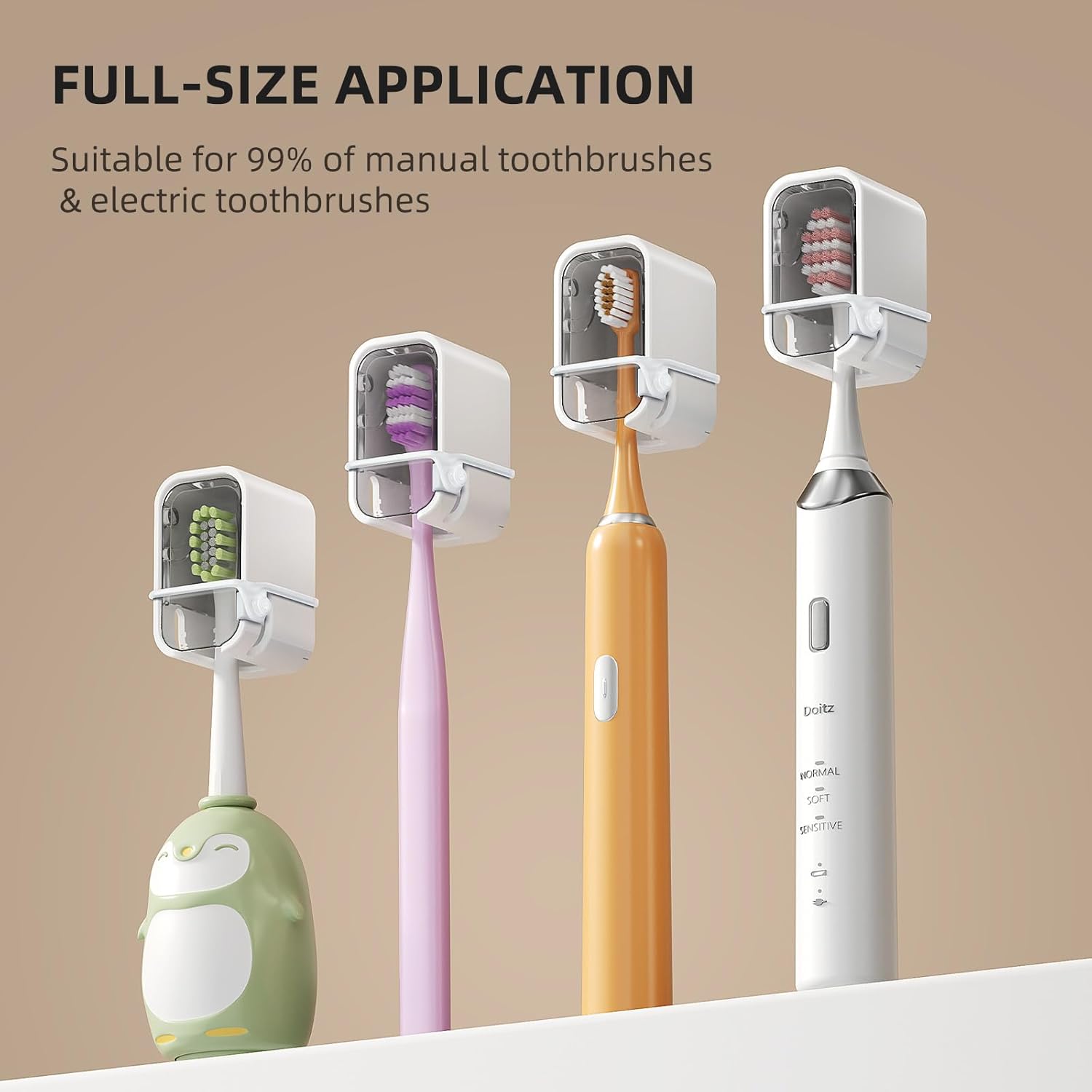 Toothbrush Cover Travel 2PCS, Stay Closed with Band Electric Toothbrush Covers Caps, Toothbrush Head Cover for Travel, Camping, Bathroom, Business, Grey