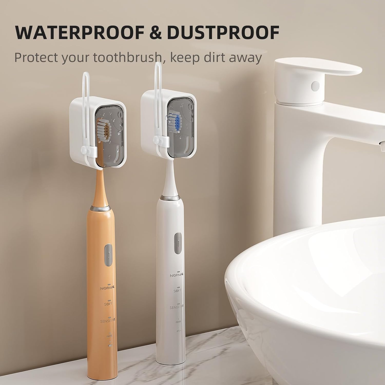 Toothbrush Cover Travel 2PCS, Stay Closed with Band Electric Toothbrush Covers Caps, Toothbrush Head Cover for Travel, Camping, Bathroom, Business, Grey