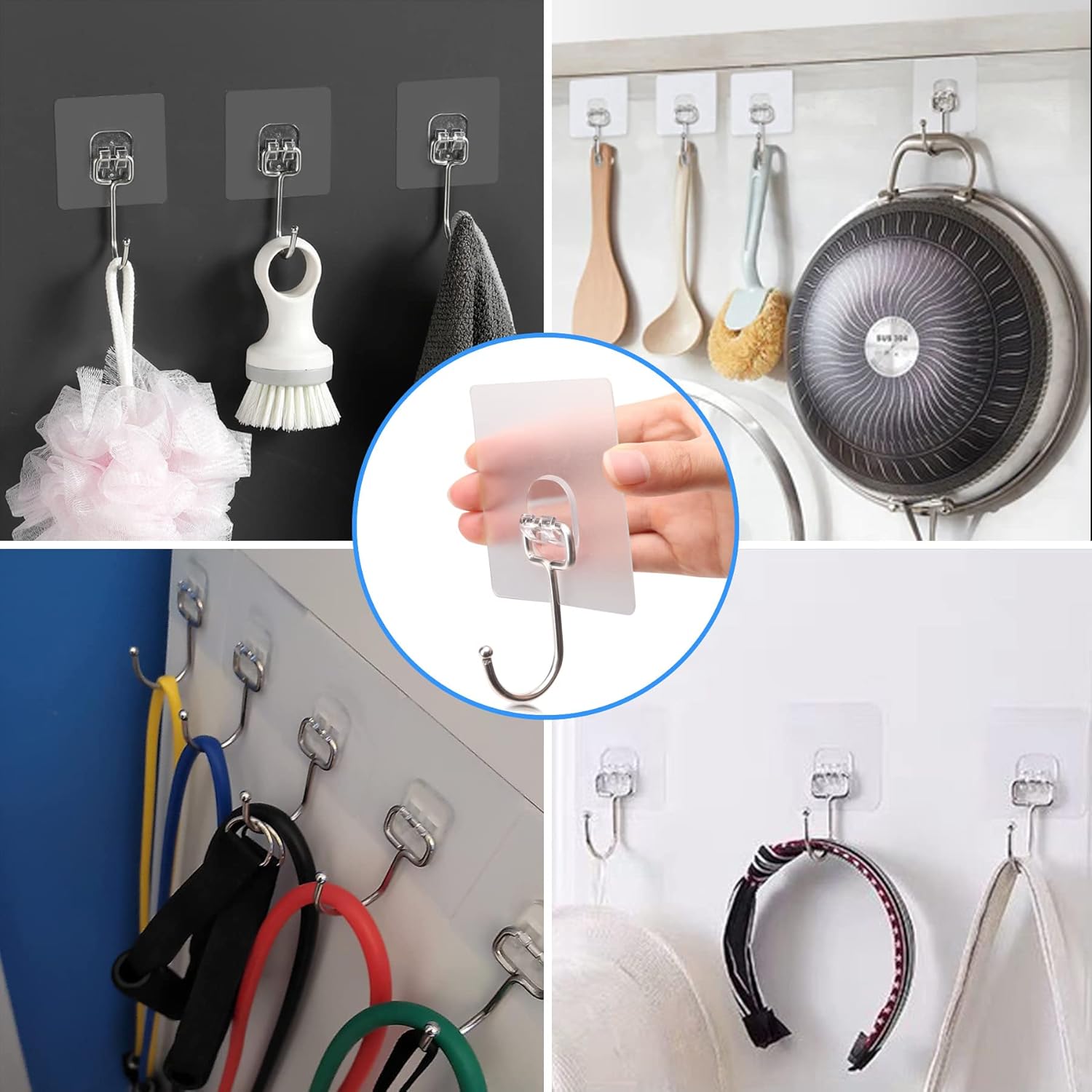 10-Pack All-Purpose Large Adhesive Hooks for Hanging, Banana Hook, Heavy Duty Adhesive Hooks 37 lb Max , Sticky Wall Hook fit Home, Bathroom, Kitchen, Office and Outdoor