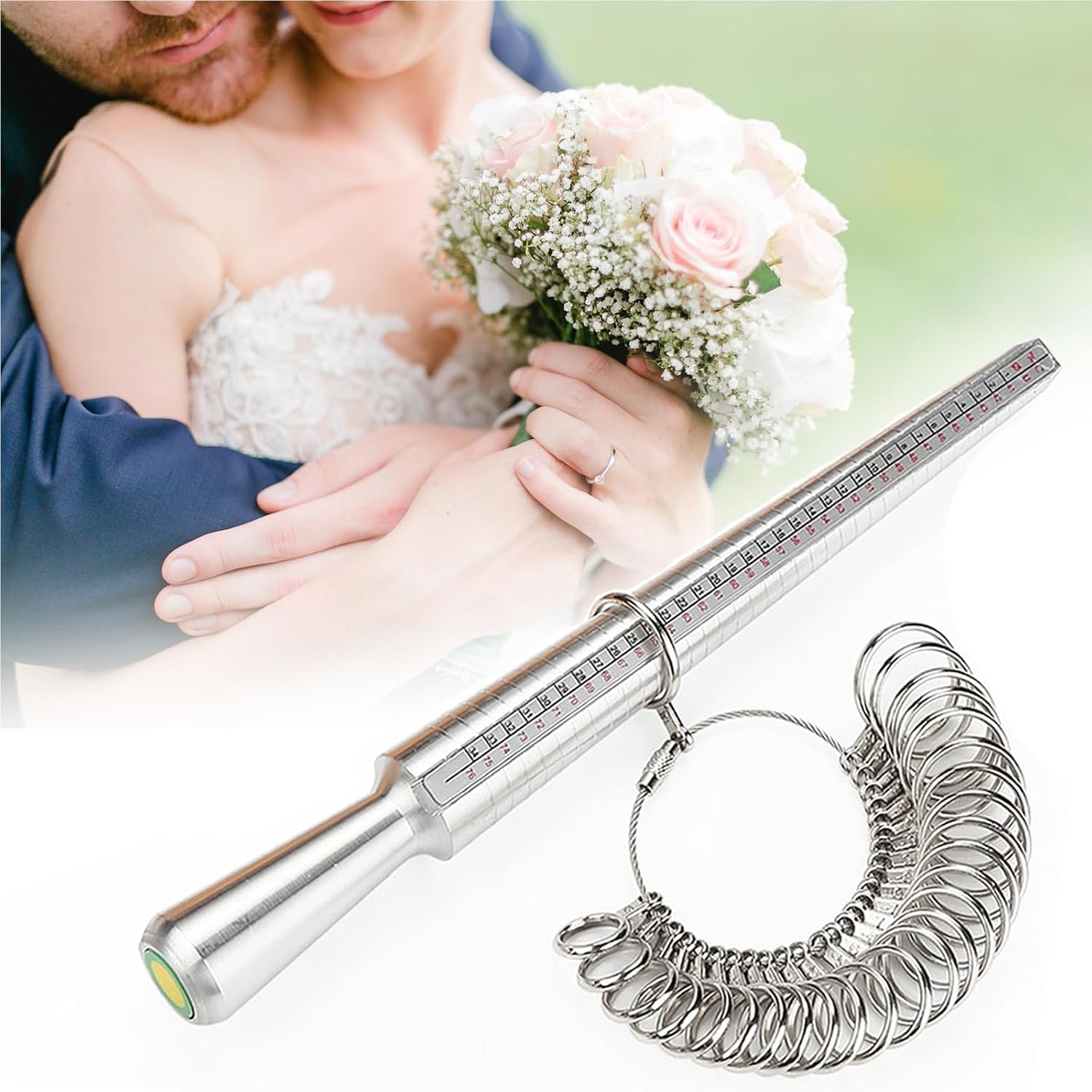 Ring Sizer Tool Including Ring Mandrel & Ring Sizer Guage, 4 Sizes Ring Measurement Stick Metal Mandrel & Finger Sizing Measuring Tool Set for Jewelry Making Measuring