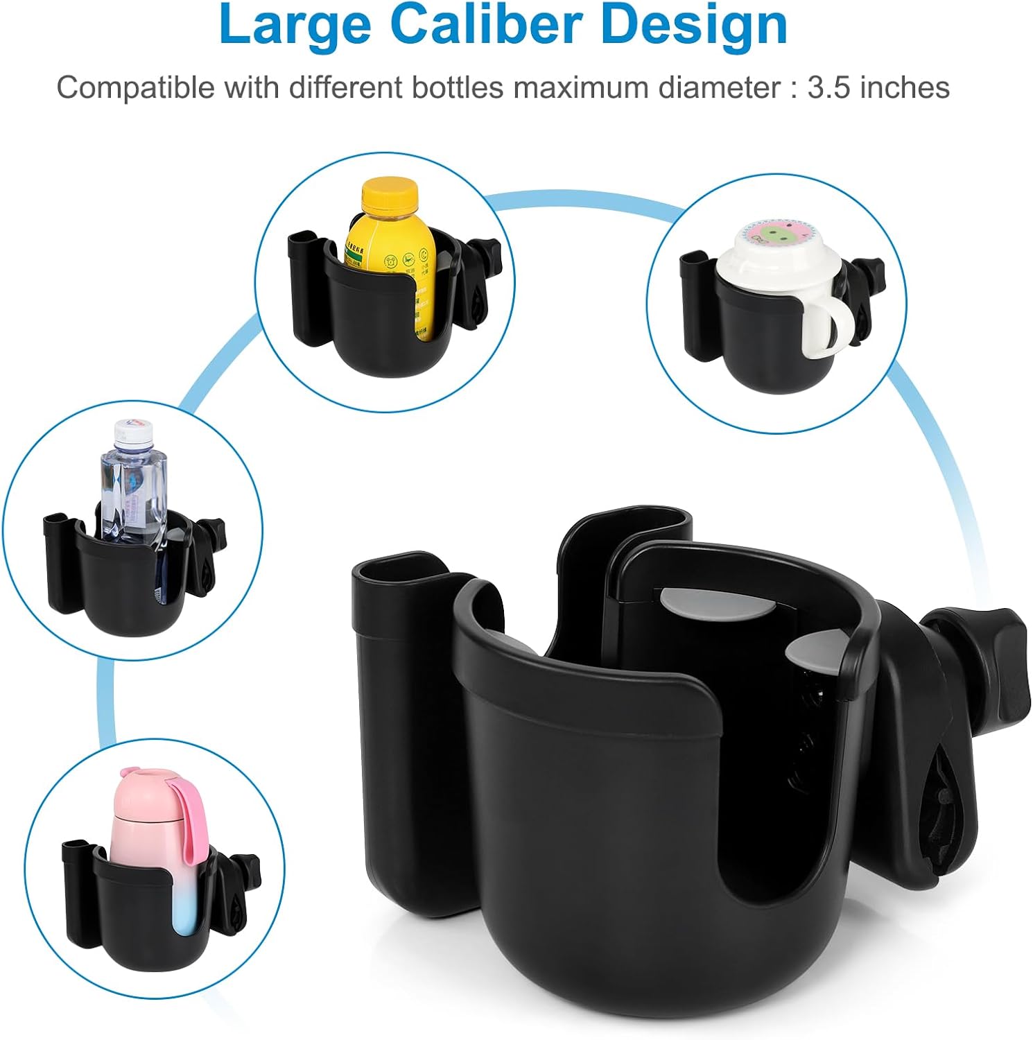2-in-1 Walker Cup Holder with Phone Holder, Wheelchair Cup Holder, Rollator Cup Holder, Cup Phone Holder for Walker, Wheelchair, Rollator, Mobility Scooter