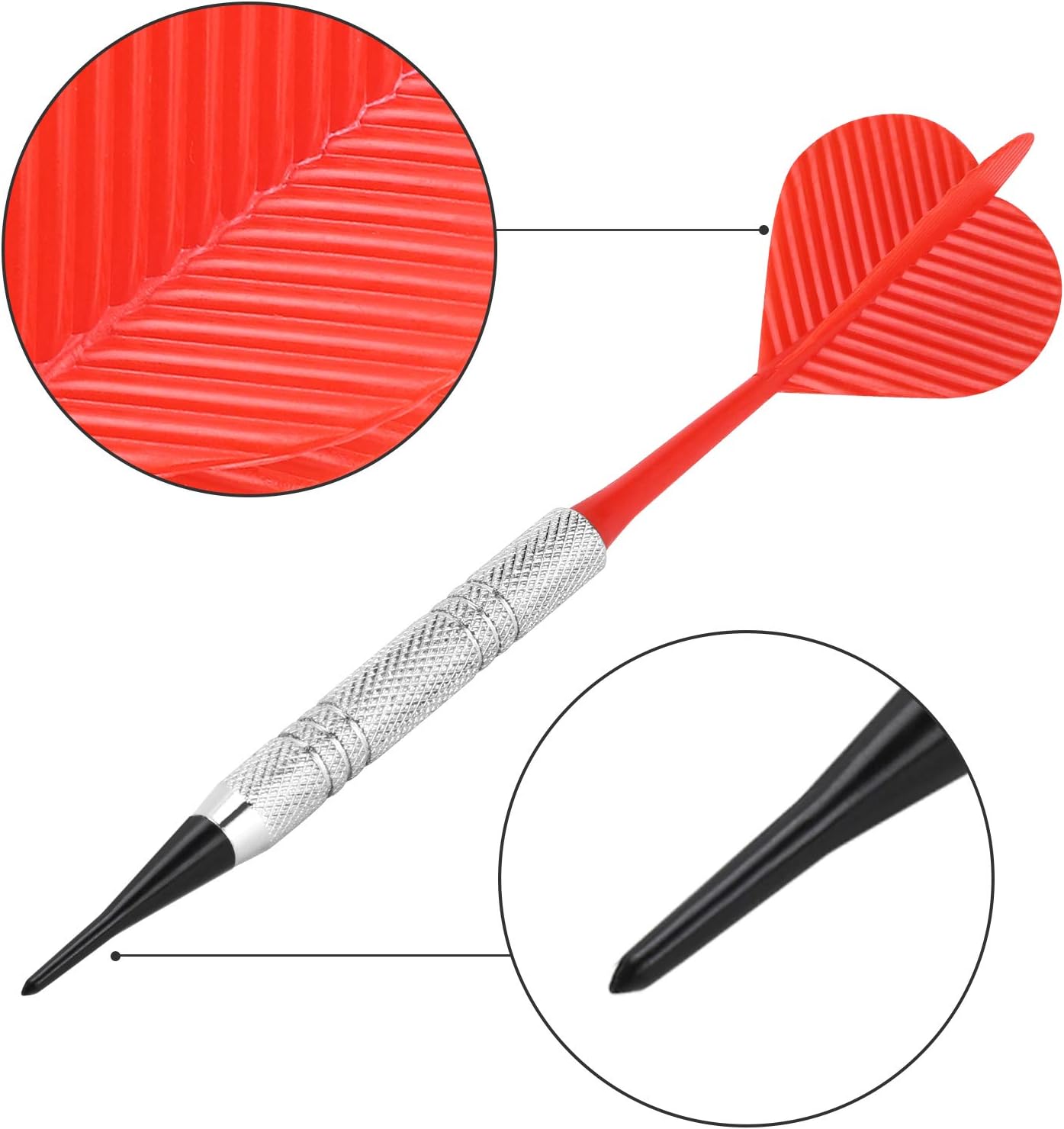 Soft Tip Darts, Bar Dart, Plastic Tip Darts Set, Attach Extra 100 Black 2BA Replacement Tips, Soft Tip Darts for Electronic/Plastic Dartboard