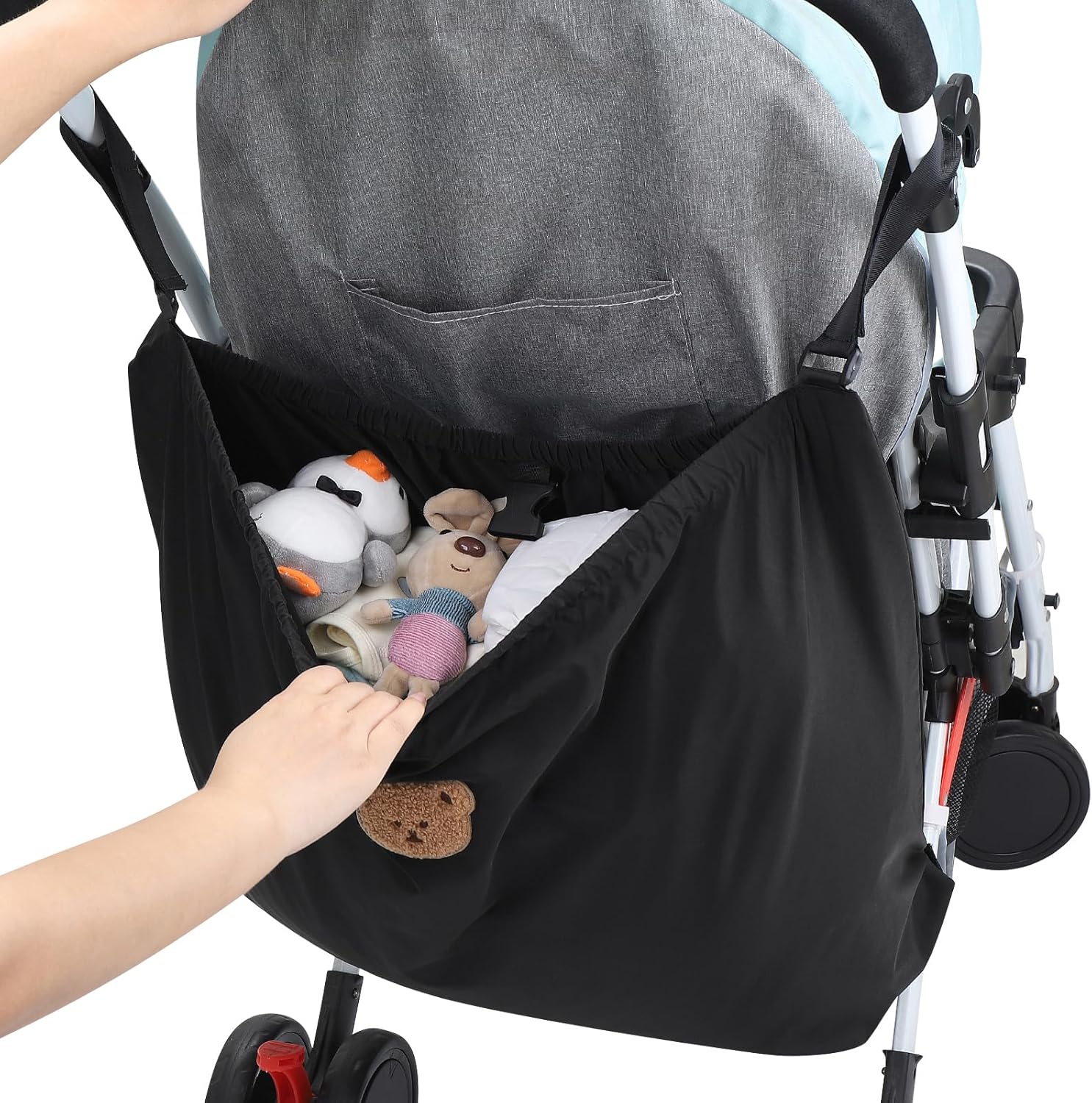 Universal Stroller Organizer, Large Storage Stroller Bag Fits for Uppababy, Nuna, Britax, Doona Strollers, Non-Slip Adjustable Storage Caddy Accessories for Stroller Crib