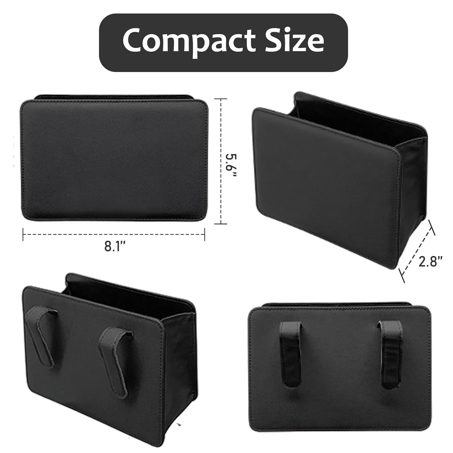 Car Trash Can, Leather Vehicle Trash Bin Car Dustbin Garbage Organizer Holder with 30 Pcs Trash Bags, Foldable Hanging Mini Cars Storage Bag Container for Auto, SUV Black