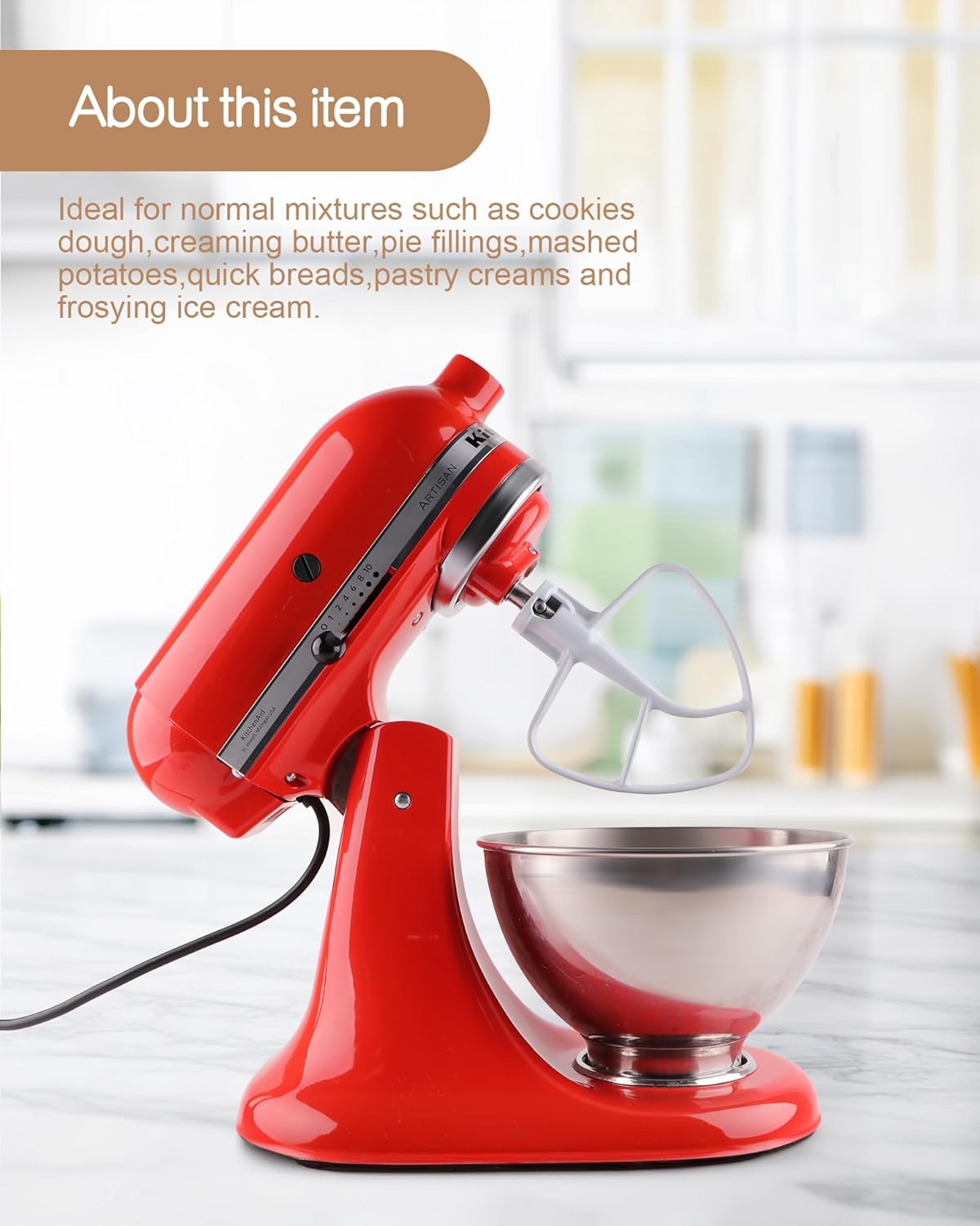 K45B Metal Beater with Non-Stick Coating, Compatible with KitchenAid 4.5-5 Quart Tilt-Head Stand Mixer