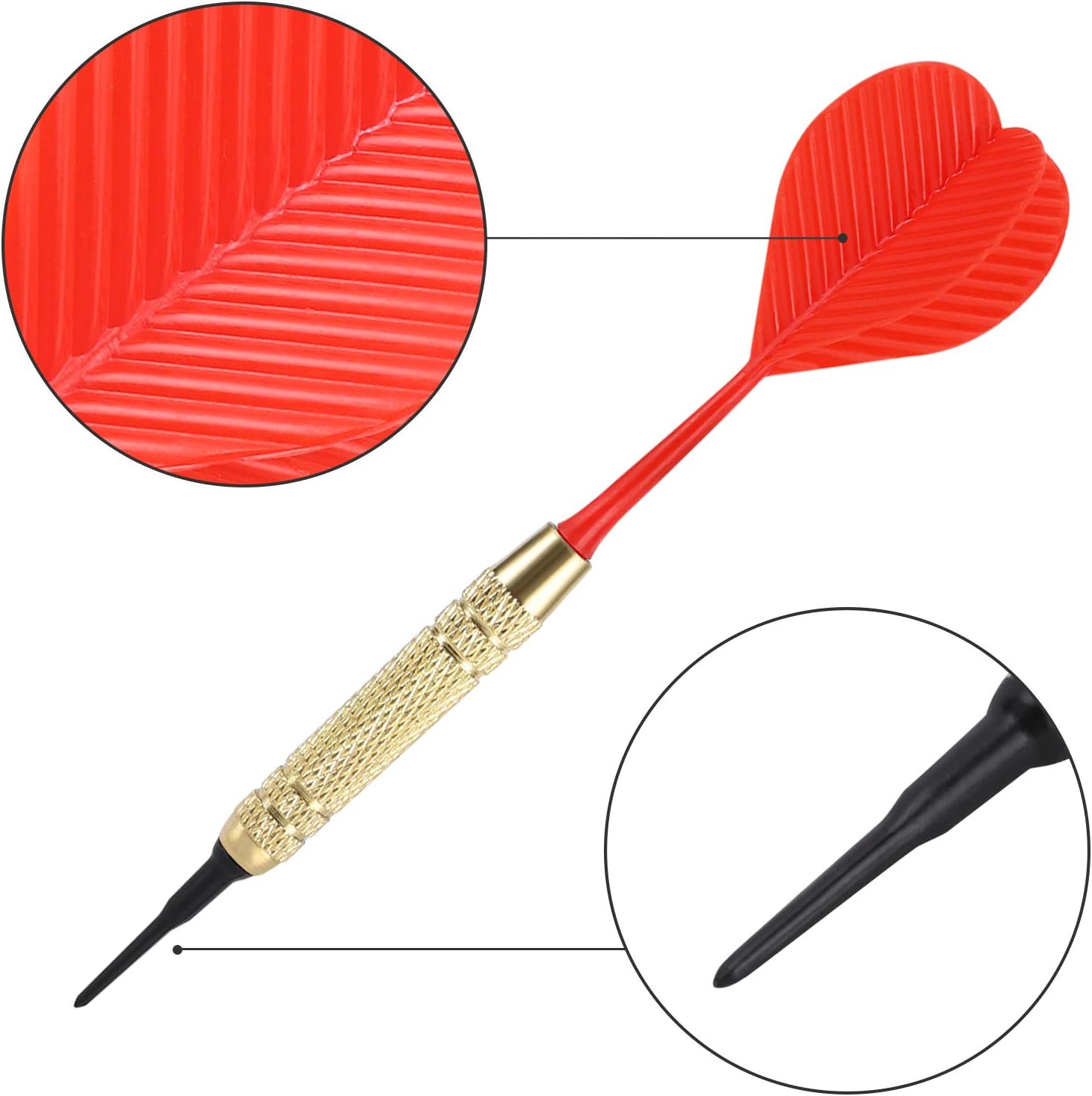 12 Pcs Soft Tip Darts, 18g Plastic Tip Darts Set, Attach Extra 100 Black 2BA Replacement Tips, Soft Tip Darts for Electronic/Plastic Dartboard