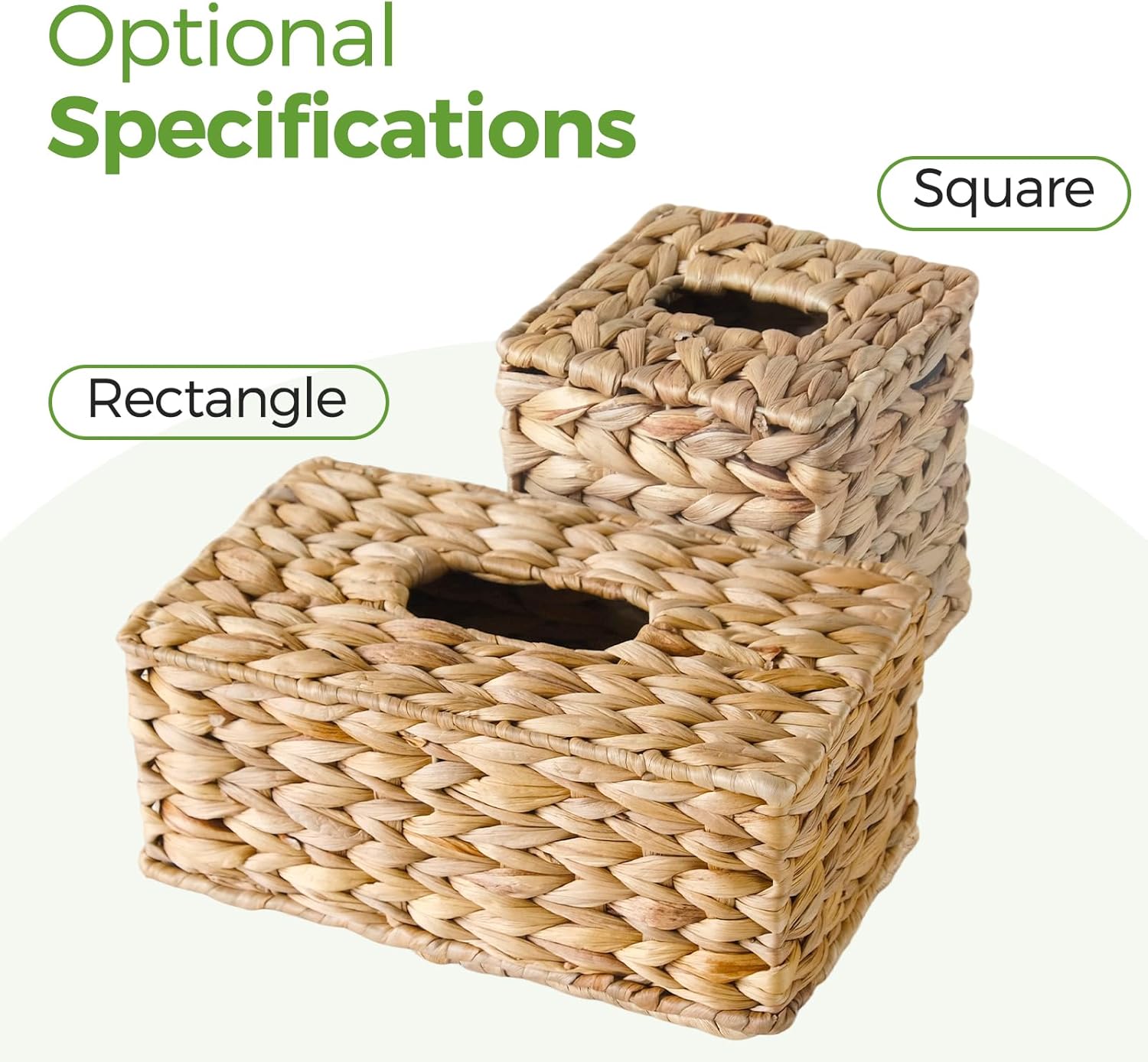 Tissue Box Cover, Square Wicker Tissue Box Holder Facial Tissues Boxes, Hand Woven Napkin Box Tissue Holder for Bathroom Bedroom Office Table Desk Night Stand, Boho Decorative, Natural