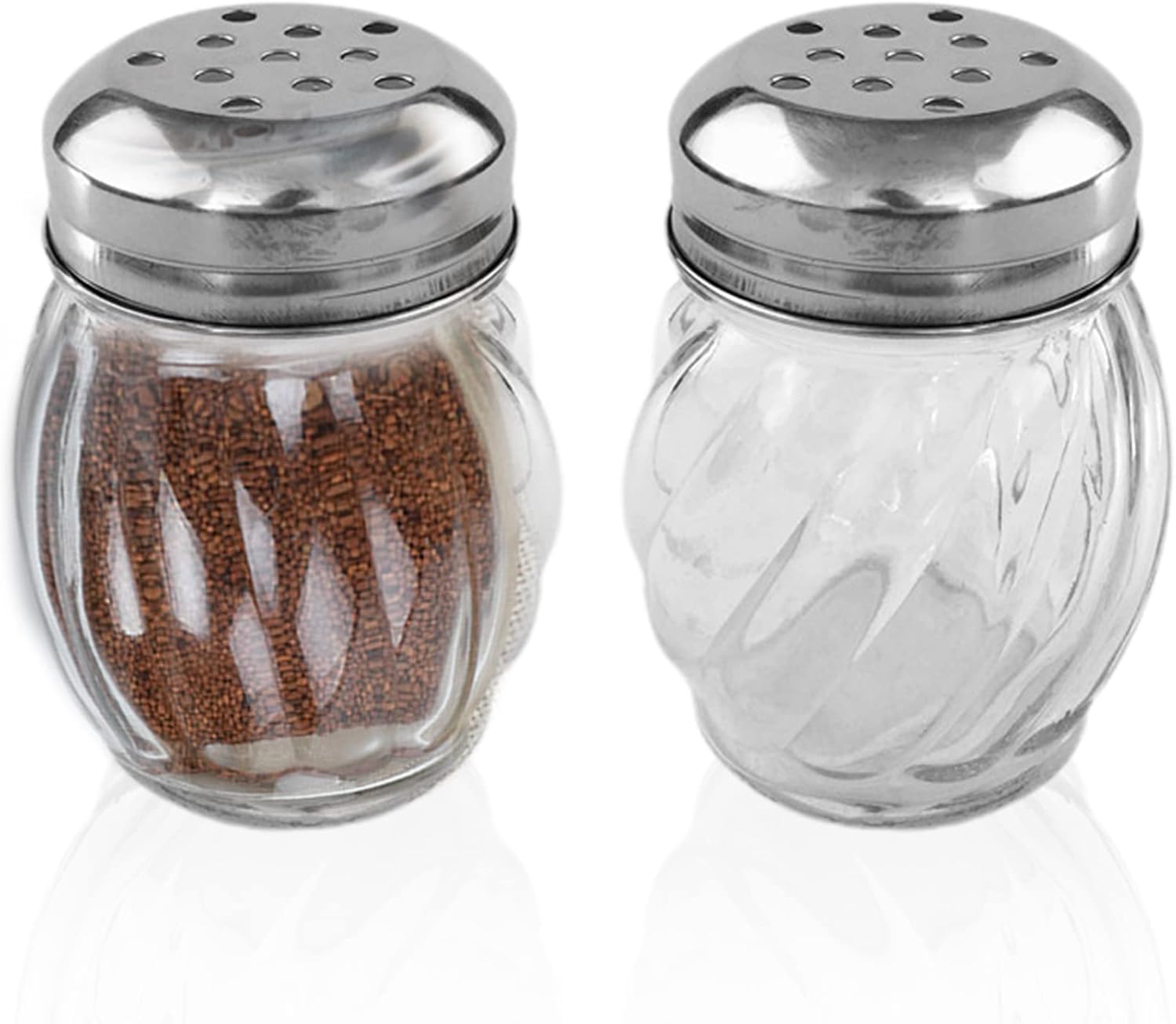 Salt and Pepper Shakers with Stainless Tops Set of 2 Chesse Shakers