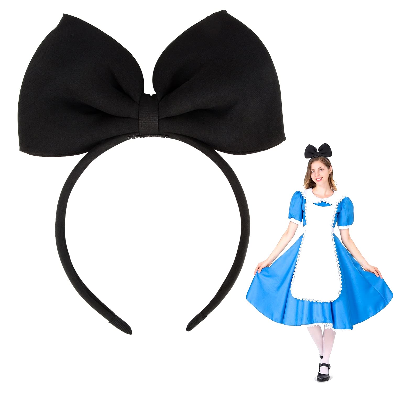 Bow Headbands Headdress for Women and Girls, Perfect Hair Accessories for Alice in Wonderland Cosplay Black