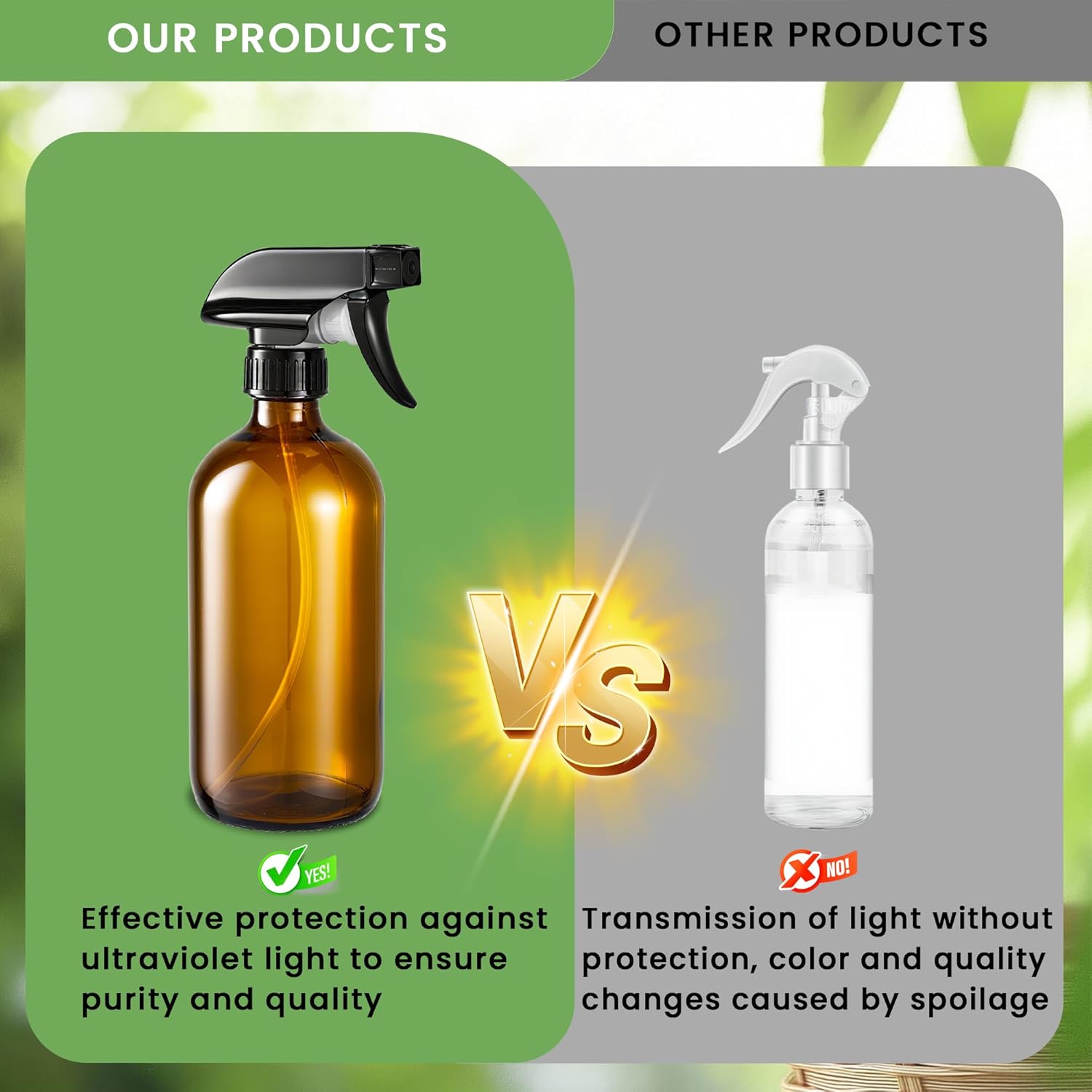 Glass Spray Bottles, Amber Glass Spray Bottles, 16oz, Adjustable Nozzle for Stream and Spray, Reusable, for Essential Oils, Cleaning Products, Detergents 1ps