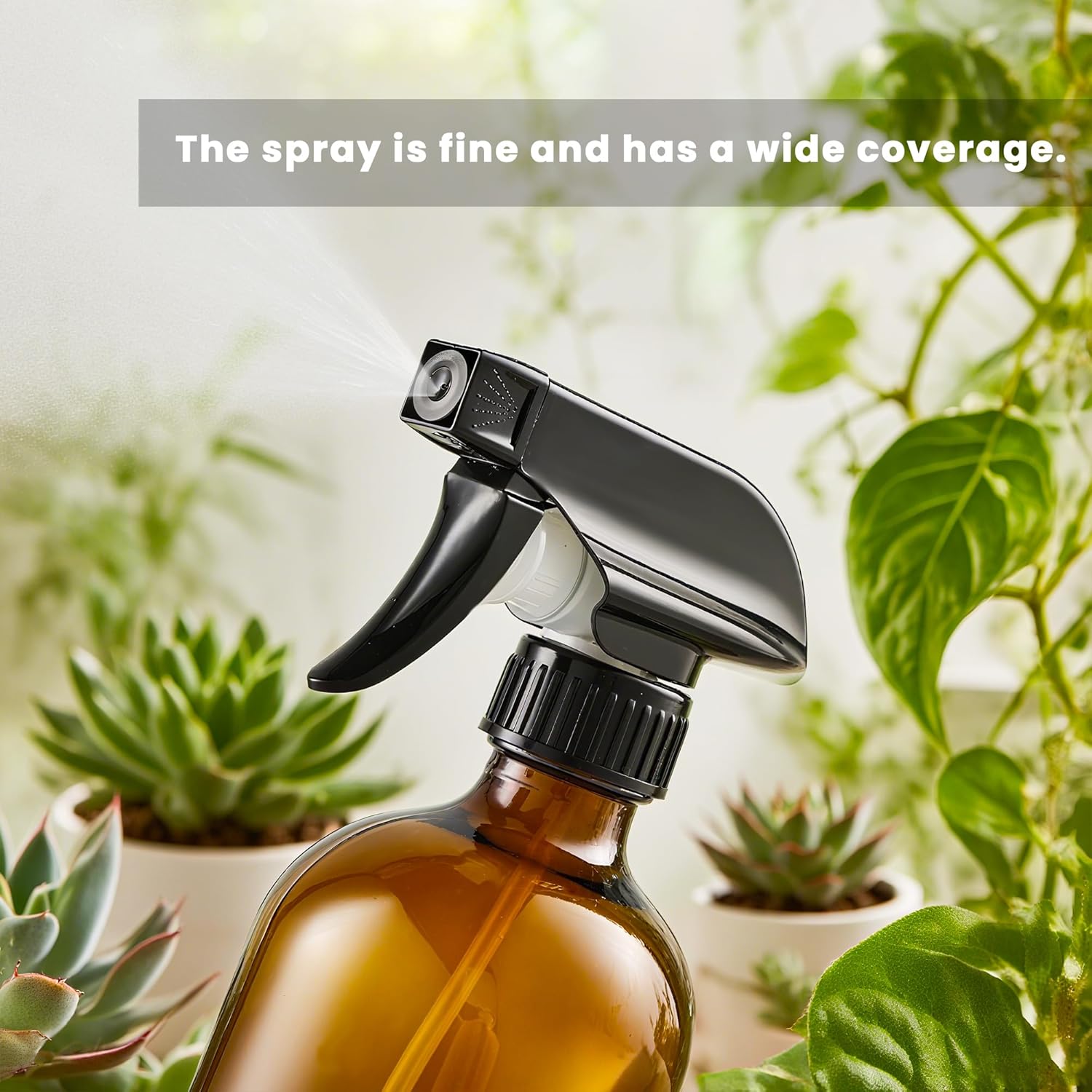 Glass Spray Bottles, Amber Glass Spray Bottles, 16oz, Adjustable Nozzle for Stream and Spray, Reusable, for Essential Oils, Cleaning Products, Detergents 1ps