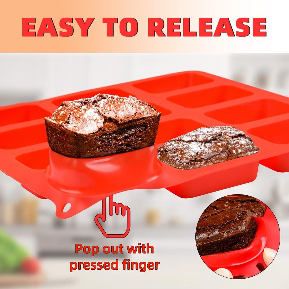 Silicone Mini Loaf pan, Mini Bread Pan Brownie Pan, 12 Cavities Nonstick Food Grade Silicone Mold for Baking Bread, Brownie, Cornbread, Cheesecake and Chocolate 1 Pack