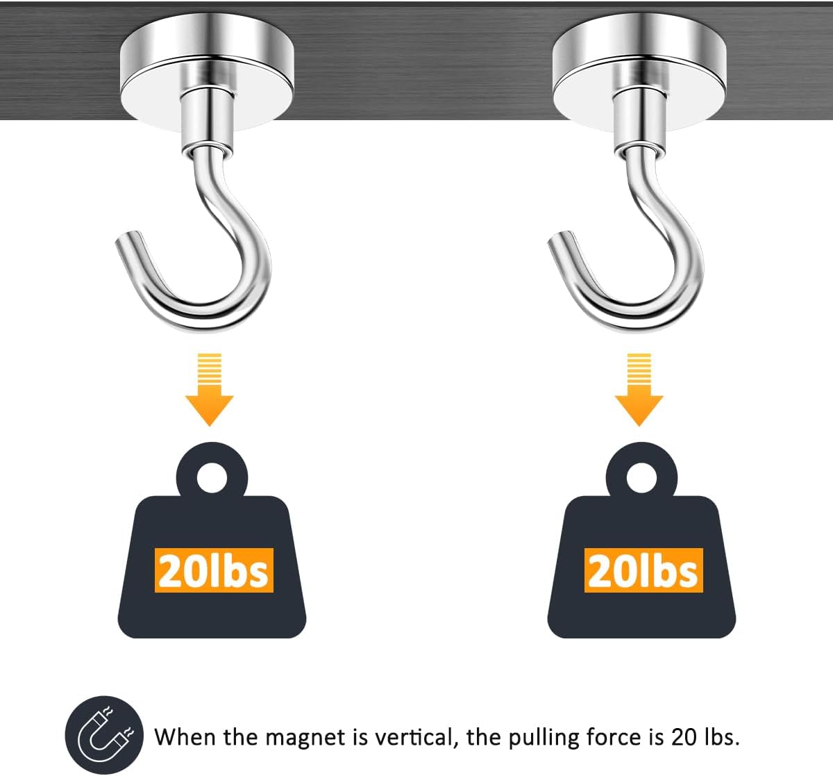 5pcs 20lbs Magnetic Hooks, Refrigerator Magnets, Extra Strong Cruise Hook for Hanging, Adhesive Hooks, No Drilling