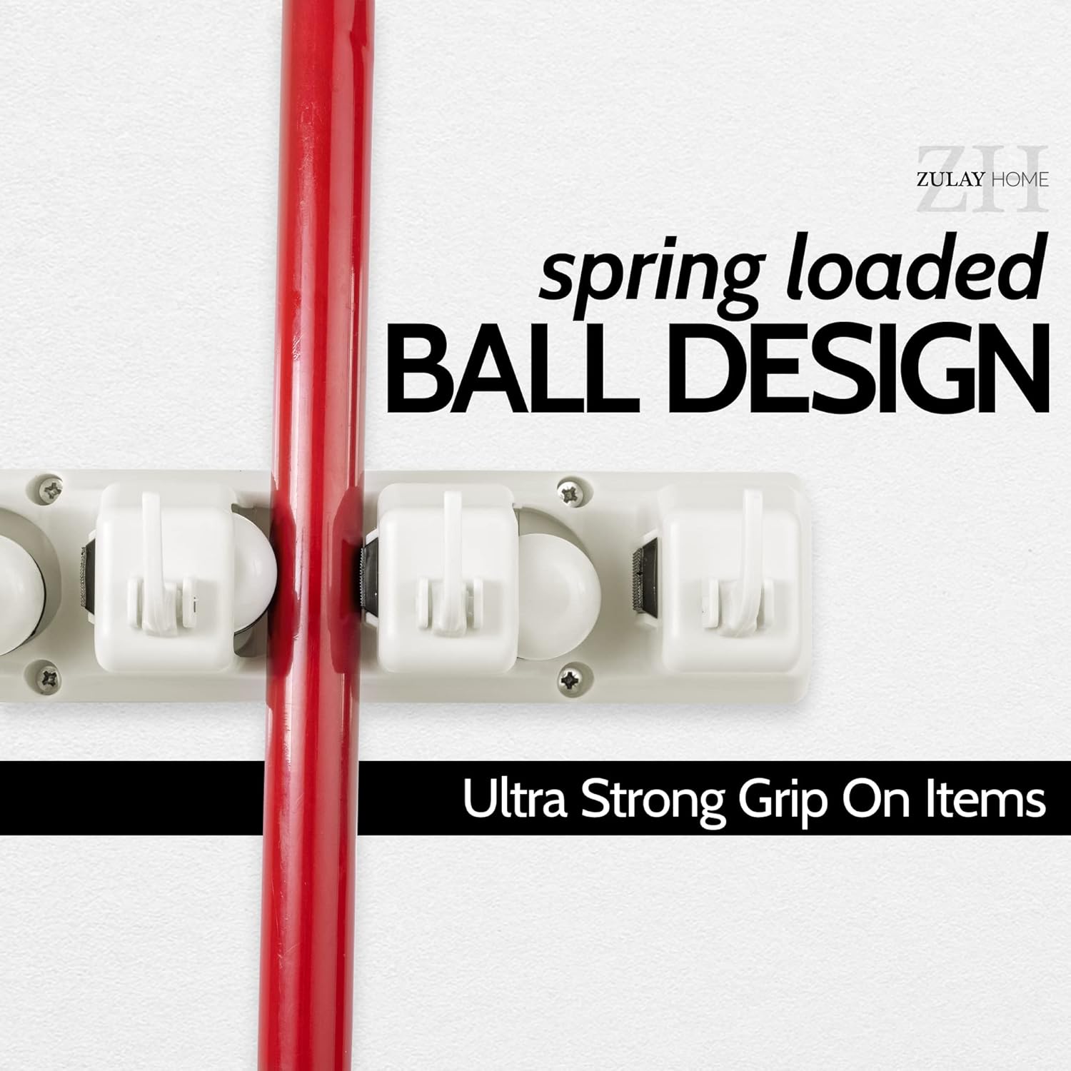 Mop and Broom Organizer Wall Mount - Easy to Install Mop and Broom Holder Wall Mount for Storing Cleaning Supplies - Organizer Utility Racks Mop Holder and Broom Hanger 3 Slots, White