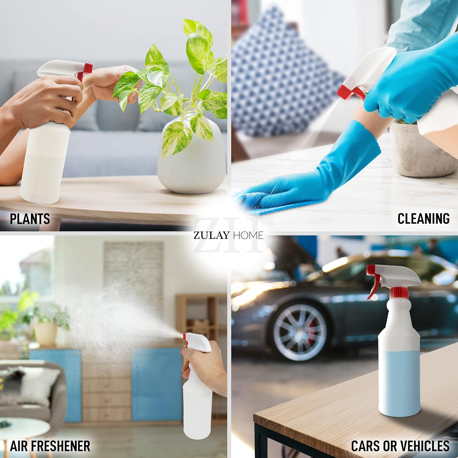 24 oz Spray Bottle - Heavy Duty Cleaning Spray Bottles For Cleaning Solutions - Leakproof Cleaning Spray Bottle Set with Adjustable Nozzle & Spring Loaded Trigger 2 Pack