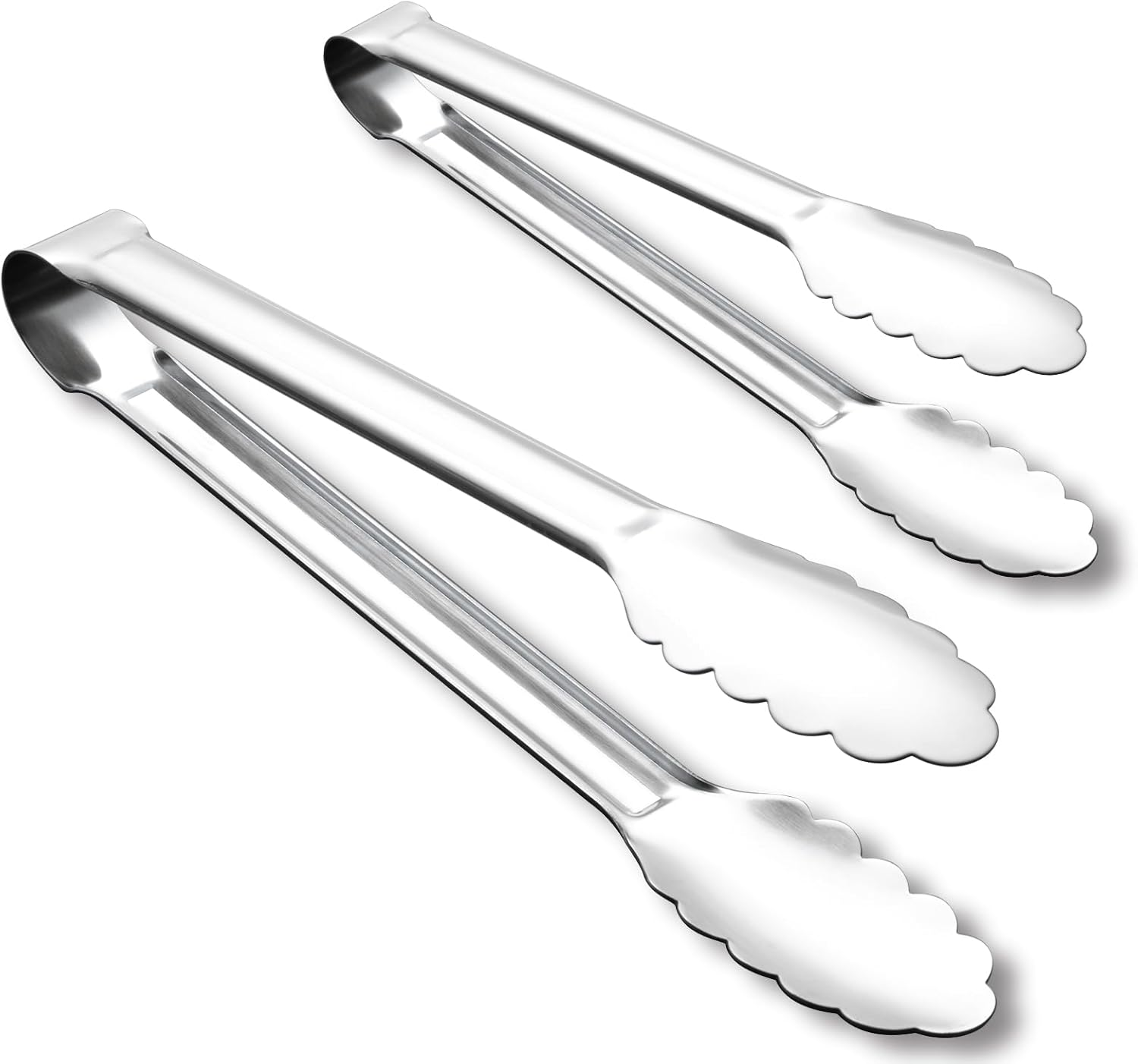 Seamless Tongs for Cooking, One-Piece Design, Durable Heat Resistant Stainless Steel Tongs for Kitchen, Grill, BBQ, Salad, Dishwasher Safe, Metal Tongs Set 12" & 9"