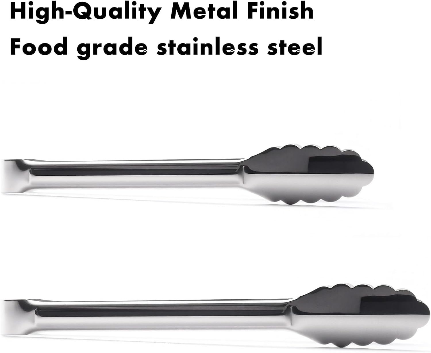 Seamless Tongs for Cooking, One-Piece Design, Durable Heat Resistant Stainless Steel Tongs for Kitchen, Grill, BBQ, Salad, Dishwasher Safe, Metal Tongs Set 12" & 9"