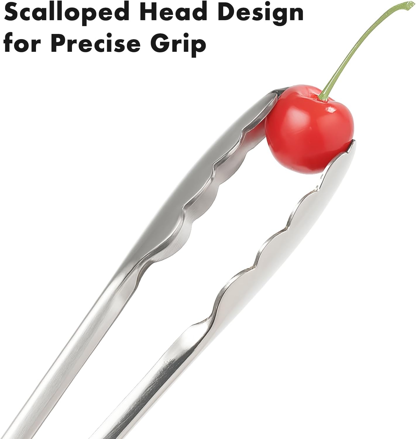 Seamless Tongs for Cooking, One-Piece Design, Durable Heat Resistant Stainless Steel Tongs for Kitchen, Grill, BBQ, Salad, Dishwasher Safe, Metal Tongs Set 12" & 9"