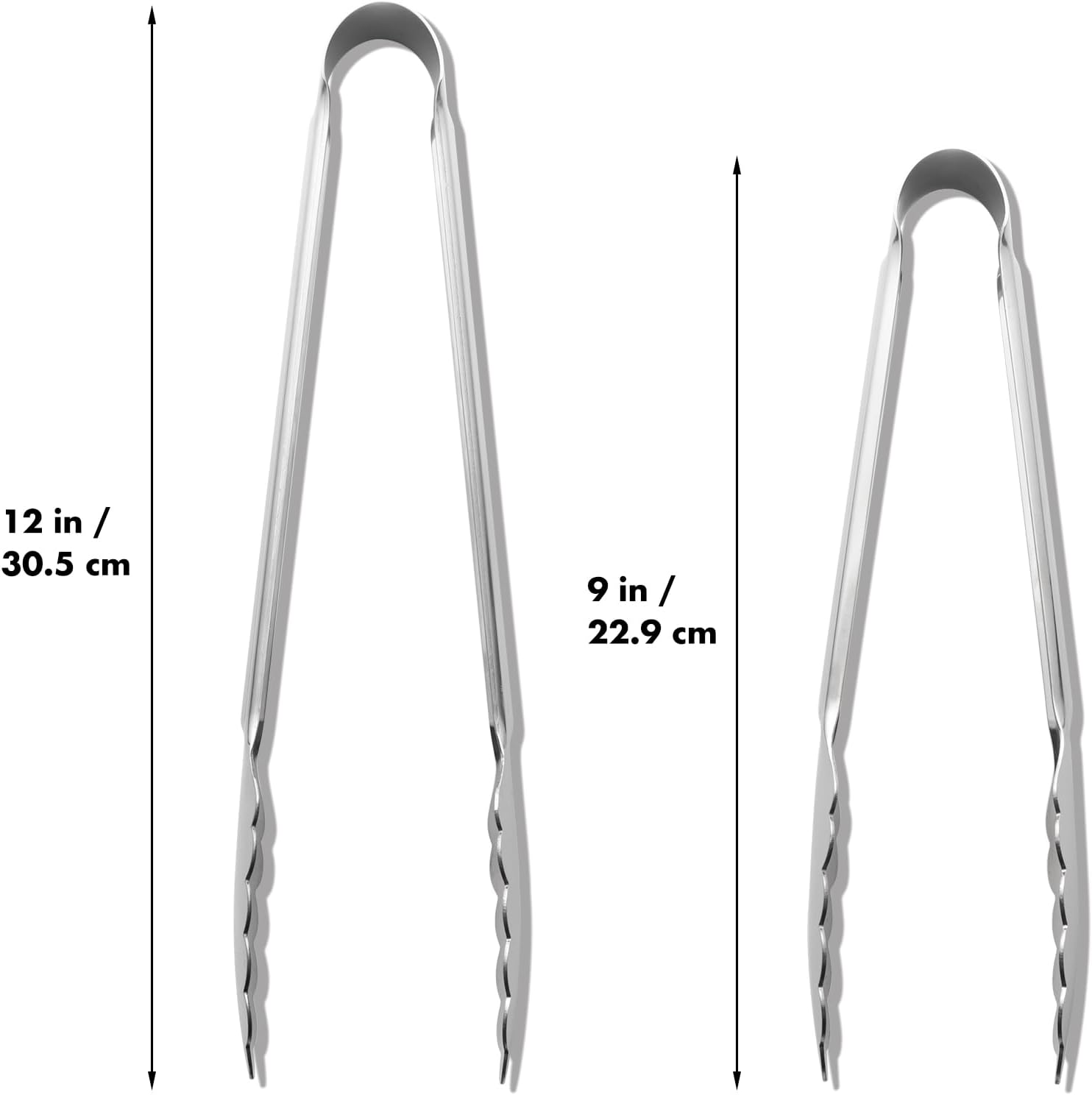 Seamless Tongs for Cooking, One-Piece Design, Durable Heat Resistant Stainless Steel Tongs for Kitchen, Grill, BBQ, Salad, Dishwasher Safe, Metal Tongs Set 12" & 9"