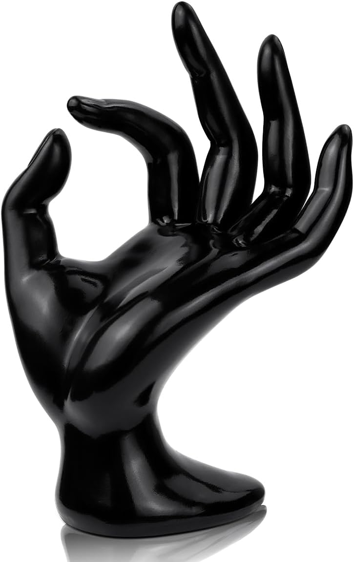 1 Pack Hand Form Ring Holder Mannequin Hand Jewelry Organizer Stand Watch Stand Bracelet Ring Support Aesthetic Rack Black