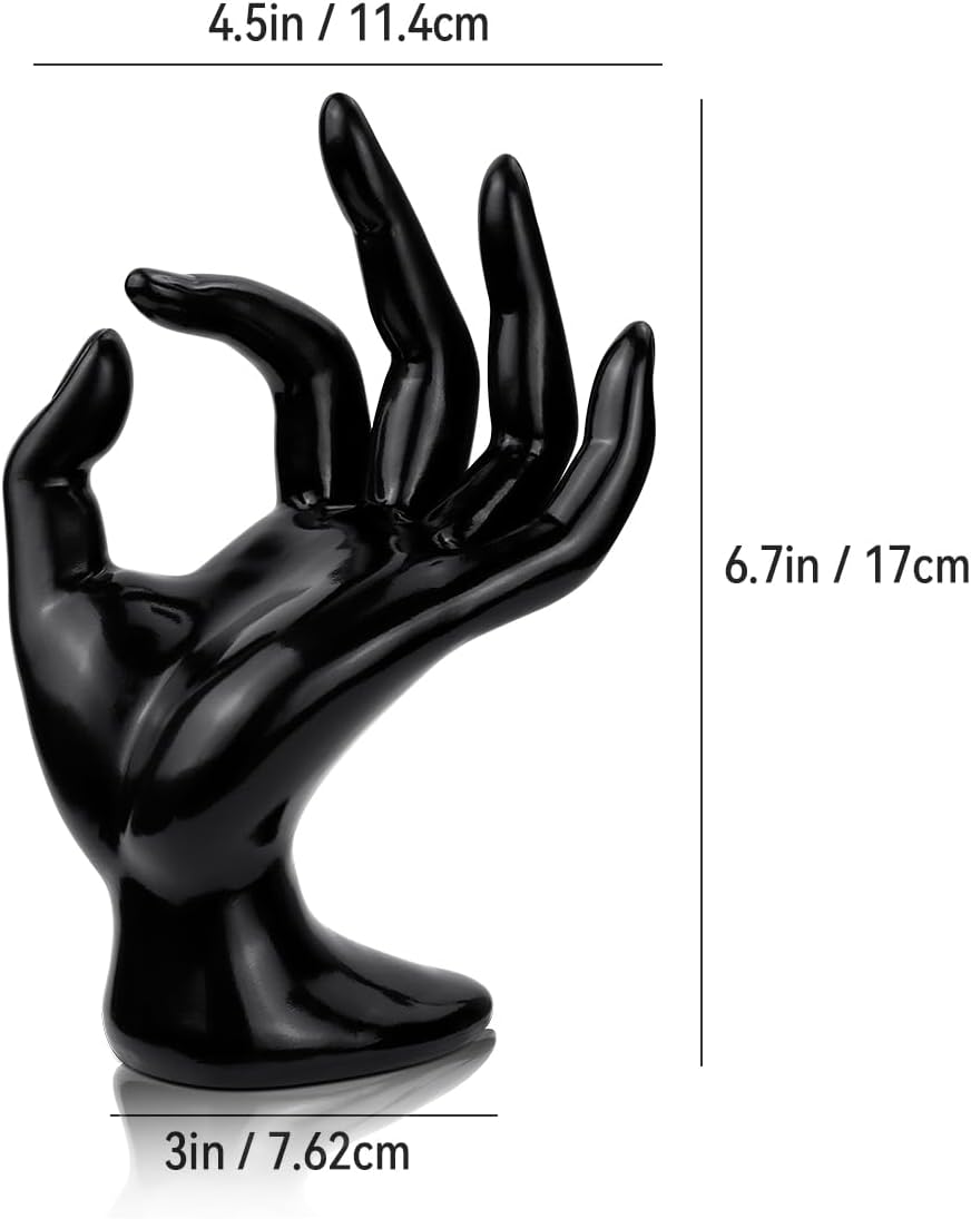 1 Pack Hand Form Ring Holder Mannequin Hand Jewelry Organizer Stand Watch Stand Bracelet Ring Support Aesthetic Rack Black