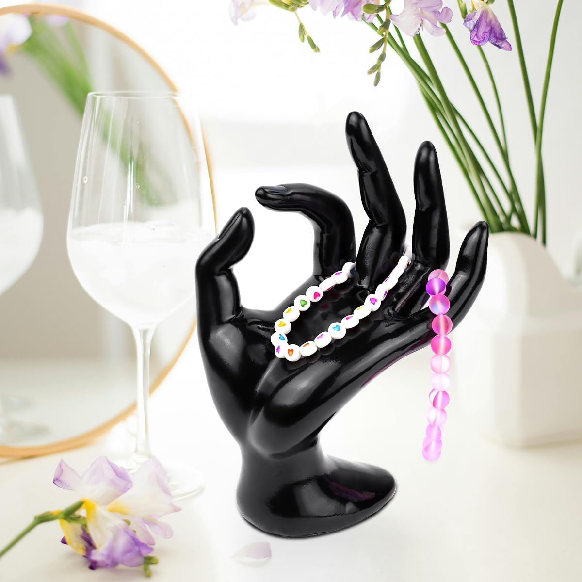 1 Pack Hand Form Ring Holder Mannequin Hand Jewelry Organizer Stand Watch Stand Bracelet Ring Support Aesthetic Rack Black