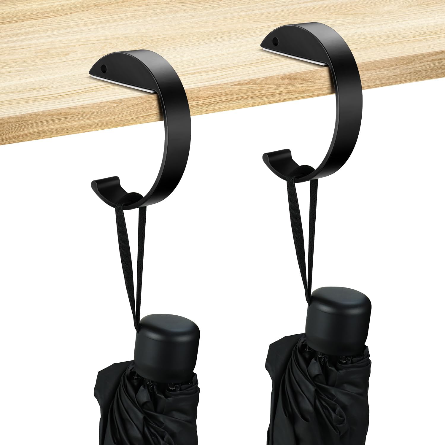 2PCS C Shape Purse Hooks for Table, Headphone Hanger, Aluminum Alloy Desk Heavy Duty Purse Handbag Hooks for Organize Desktop Storage Items Black