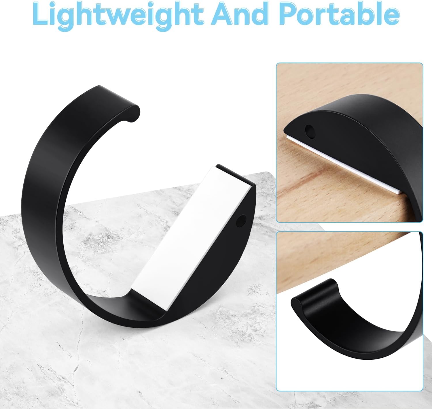 2PCS C Shape Purse Hooks for Table, Headphone Hanger, Aluminum Alloy Desk Heavy Duty Purse Handbag Hooks for Organize Desktop Storage Items Black
