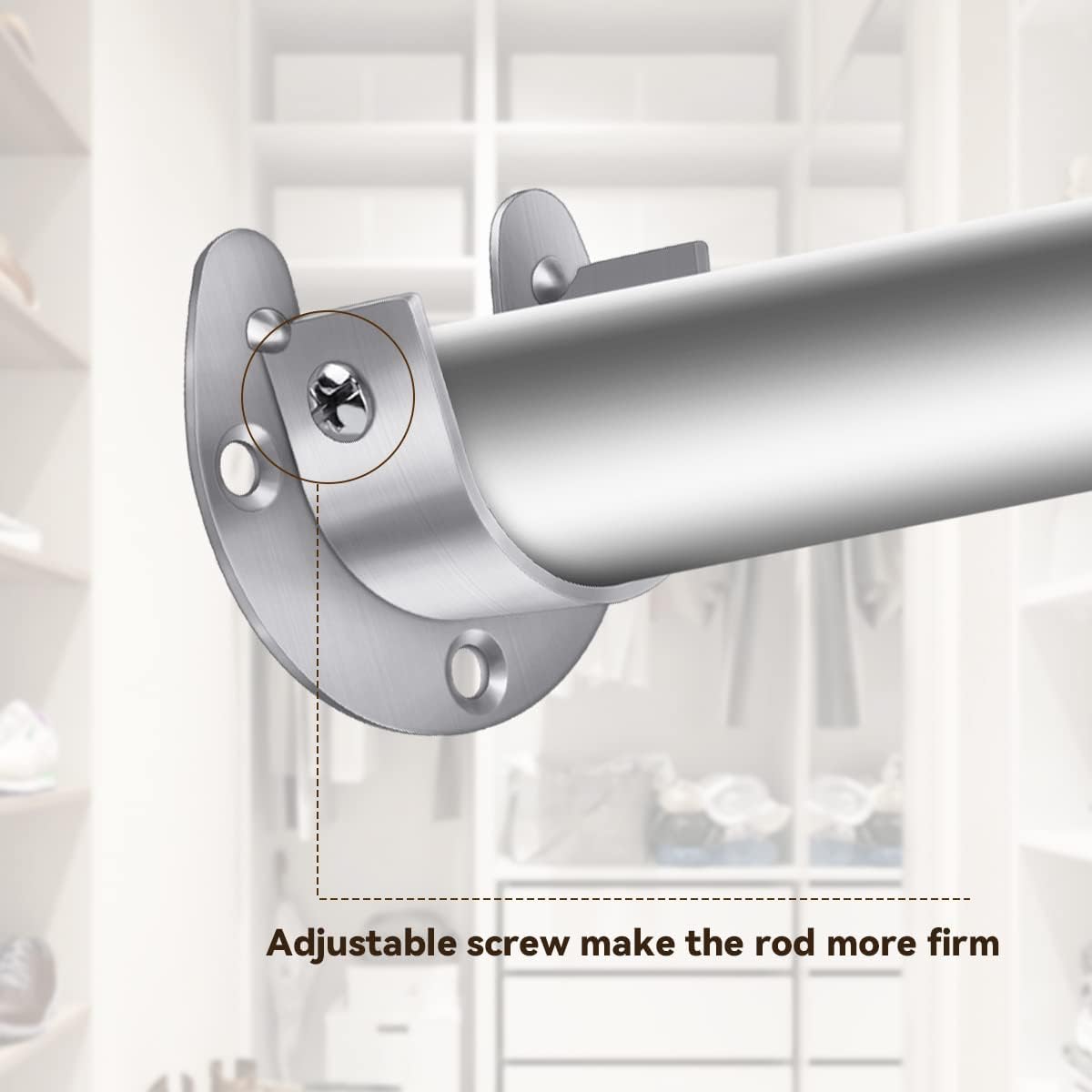 4 Packs Stainless Steel Wardrobe Bracket U-Shaped Rod Socket Flange 1-1/4" Diameter Heavy Duty Closet Rod Brackets End Supports for Closet Rod with Screws Silver