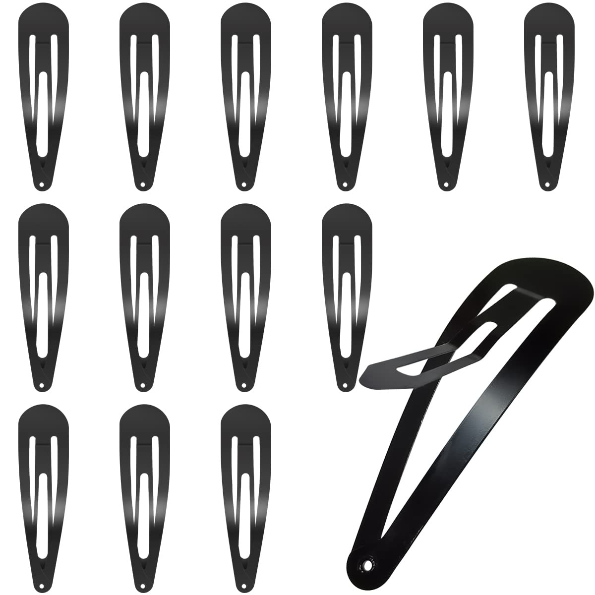 30 Pcs Snap Hair Clips, 3.1 Inch Big Size Barrettes Women No Slip Metal Snap Hair Clips Large Hair Pins Black