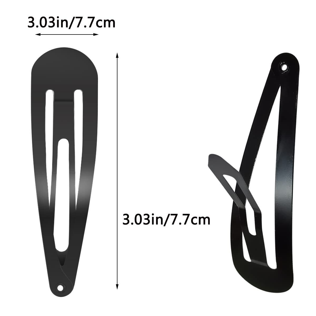 30 Pcs Snap Hair Clips, 3.1 Inch Big Size Barrettes Women No Slip Metal Snap Hair Clips Large Hair Pins Black