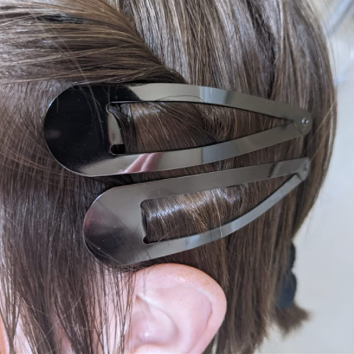 30 Pcs Snap Hair Clips, 3.1 Inch Big Size Barrettes Women No Slip Metal Snap Hair Clips Large Hair Pins Black