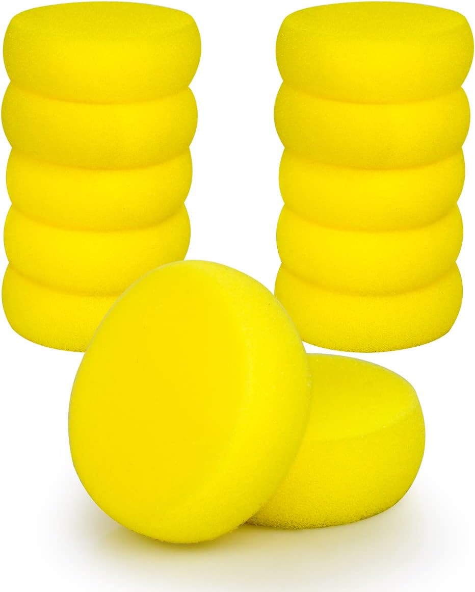 12 Pcs Yellow Round Painting Sponges Applicator Watercolor Synthetic Sponges Artist Sponges for Painting, Ceramics, Pottery, Watercolor, Household Use & More 3 Inch
