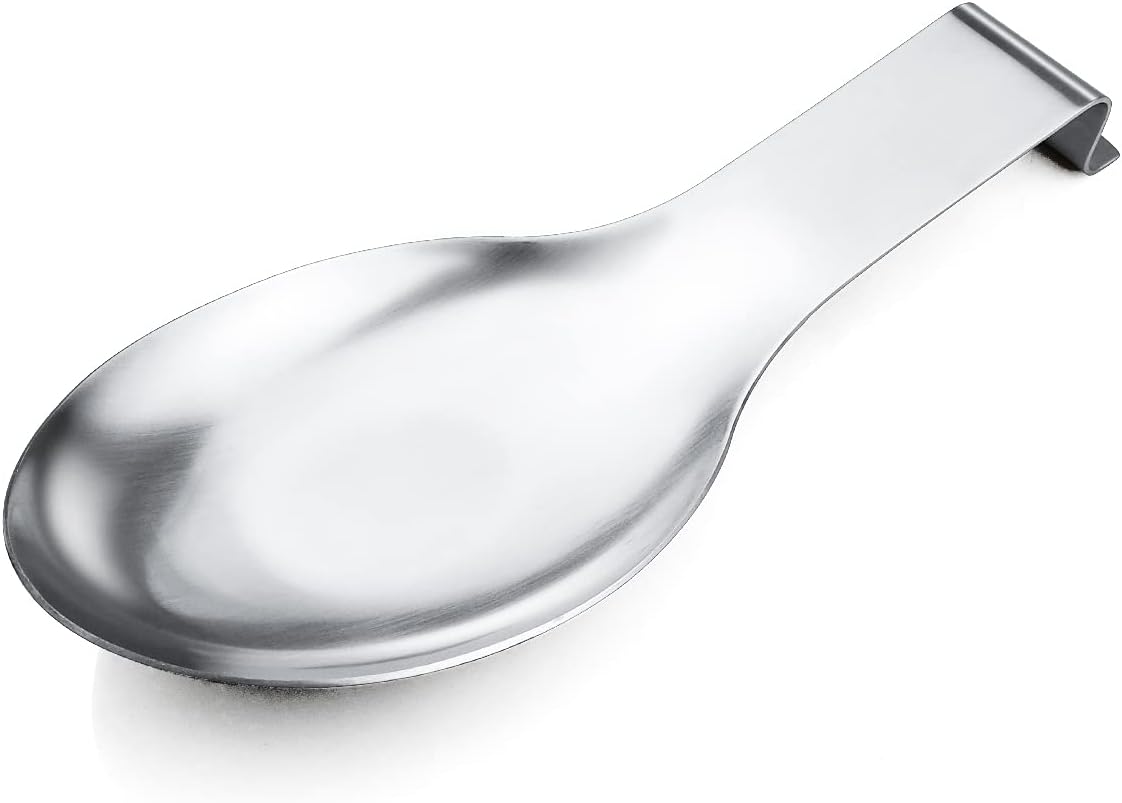 1 PCS Stainless Steel Spoon Rest, Spoon Holder for Stove Top, Utensil Spoon Rest Holder, kitchen utensils Holder for Ladles, Spatula, Cooking Utensils or Kitchen Tools Silver